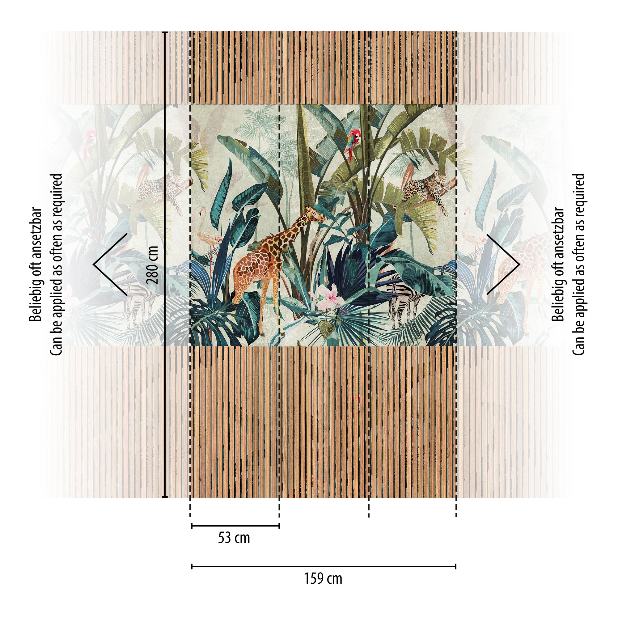 Thumbnail - living walls Fototapete "THE WALL III Tapete mit Tieren Motivtapete Dschungel Tiere" matt glatt Vliestapete Wandpaneel-O...