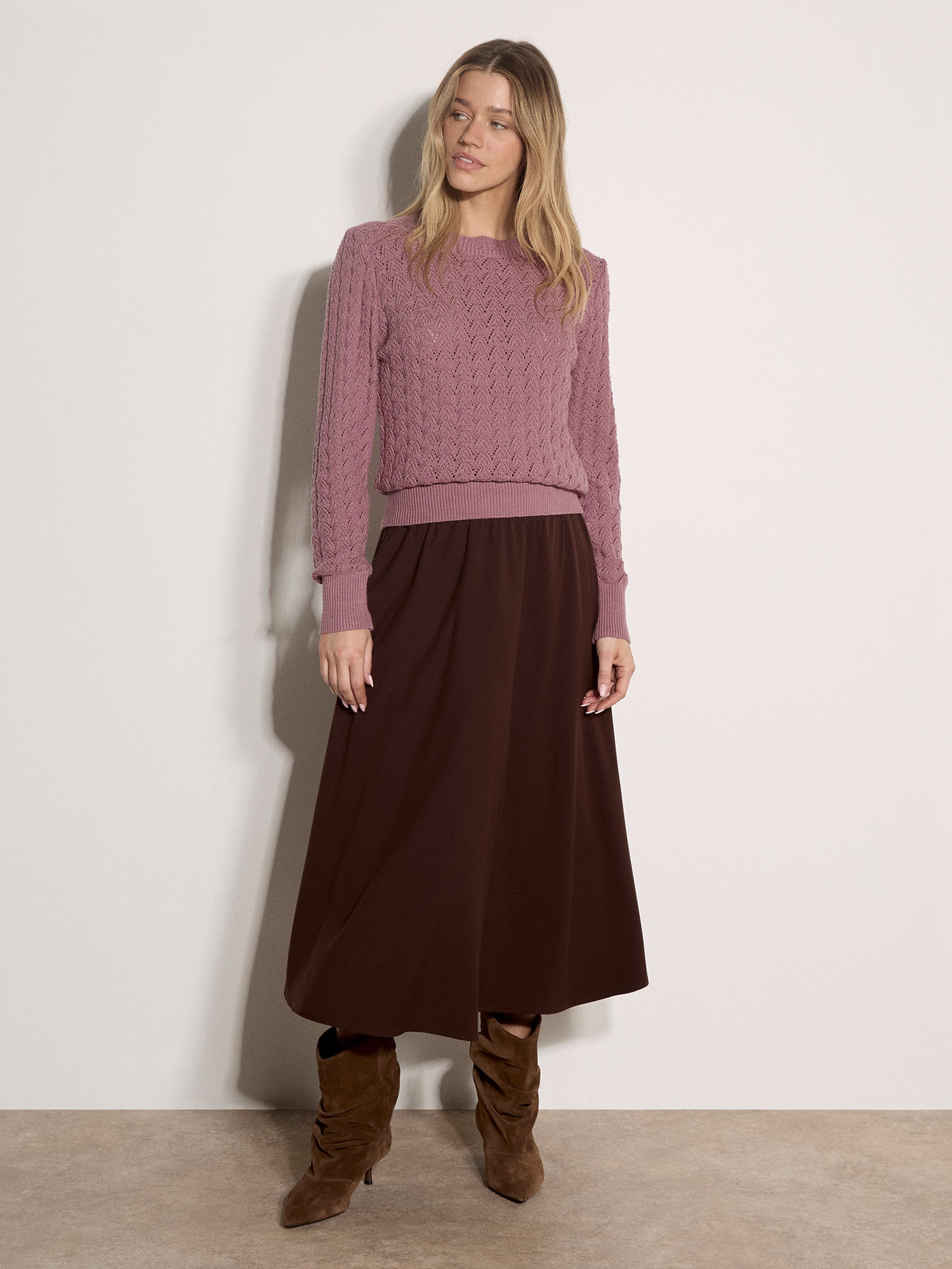 Apricot Strickpullover »Pointellestrick mit Wellenkante« mit Häkelverzierung