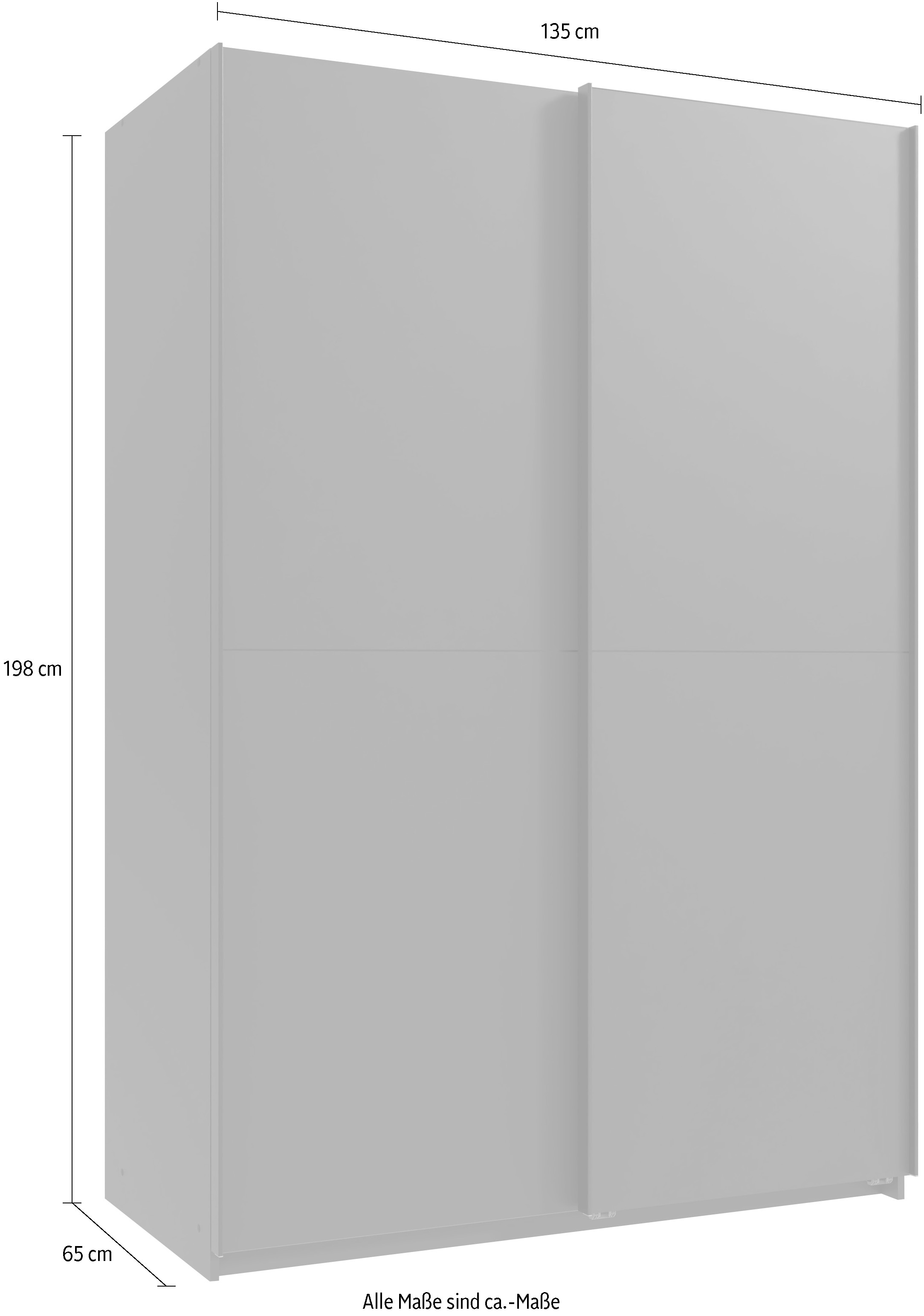 Wimex Kleiderschrank »Mugano, B/T/H 135 oder 180/65/198cm, Made in Germany«, (wähle Deine Ausstattung: Basic oder Premium!), 2 Schwebetüren mit oder ohne Spiegel, Metallgriffe