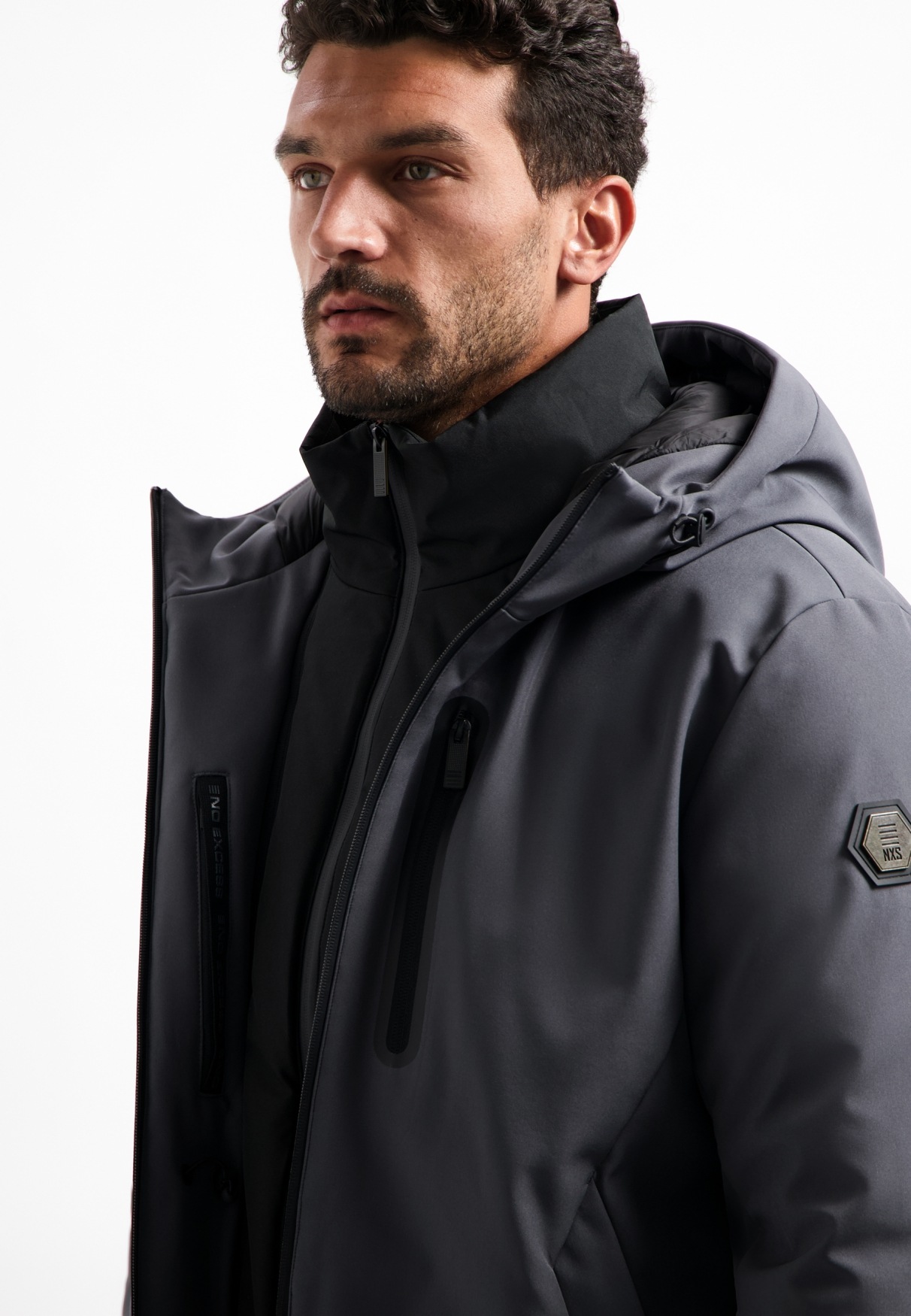 NO EXCESS Steppjacke »No Excess Beschichtete Kapuzenjacke KAI Jacket«