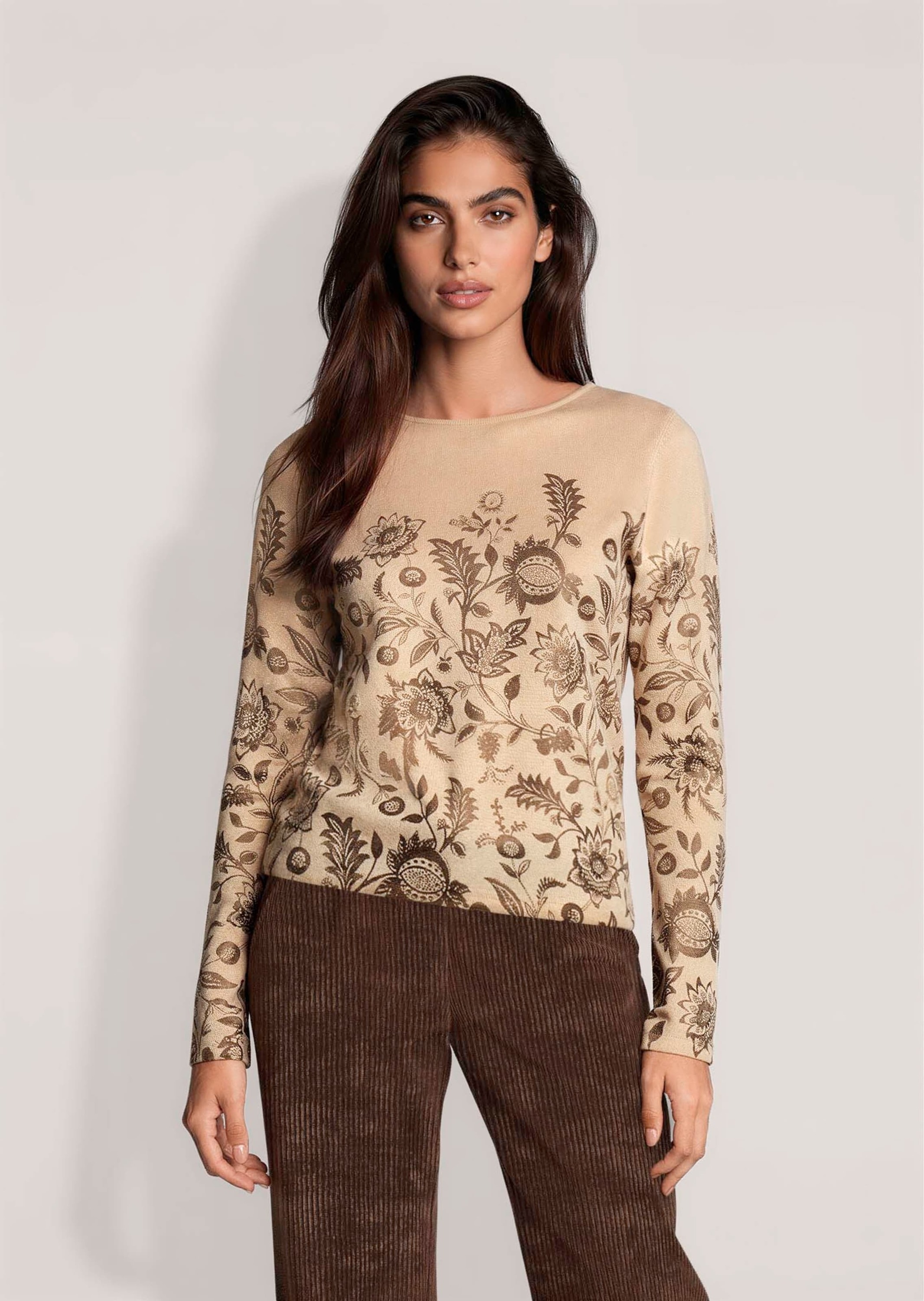 MADELEINE Longpullover »Pullover Kaschmirpullover mit botanischem Print«