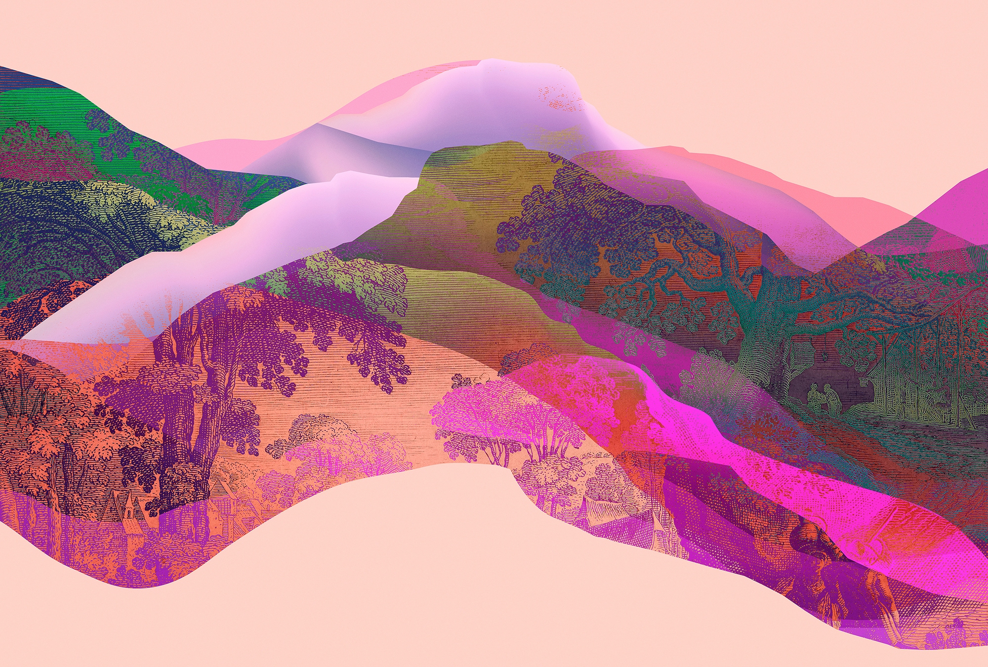 living walls Fototapete "Walls by Patel Magic Mountain" glatt Vlies, Wand günstig online kaufen