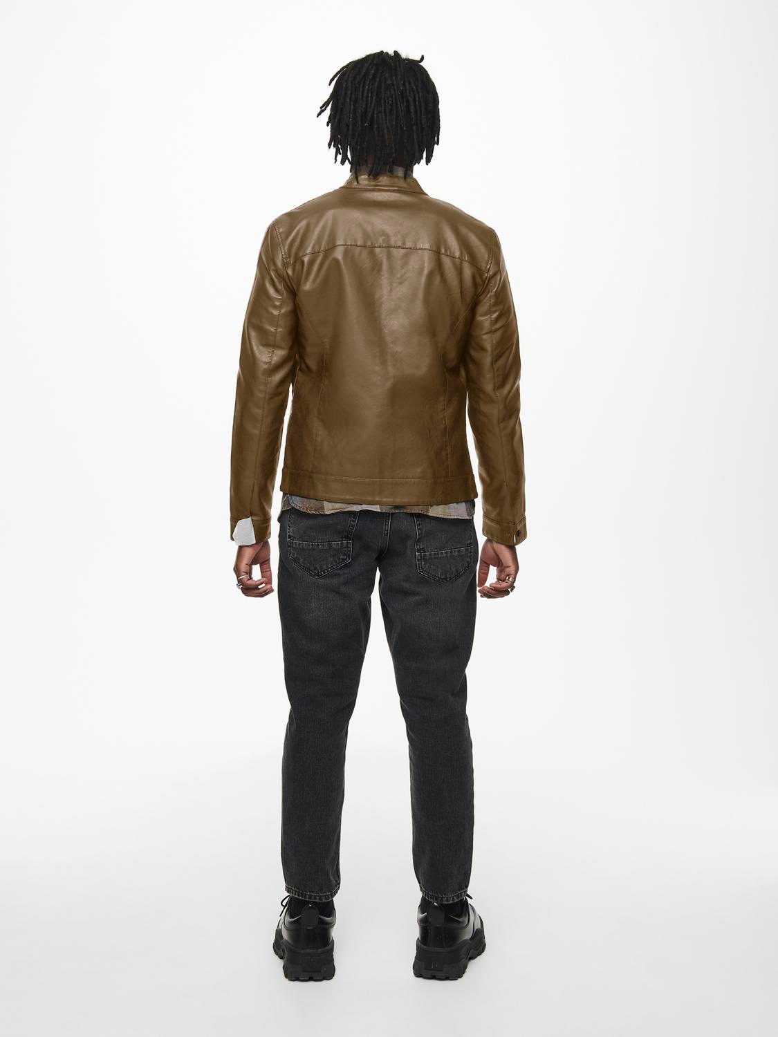 ONLY & SONS Bikerjacke »MIKE PU RACER JACKET«, ohne Kapuze