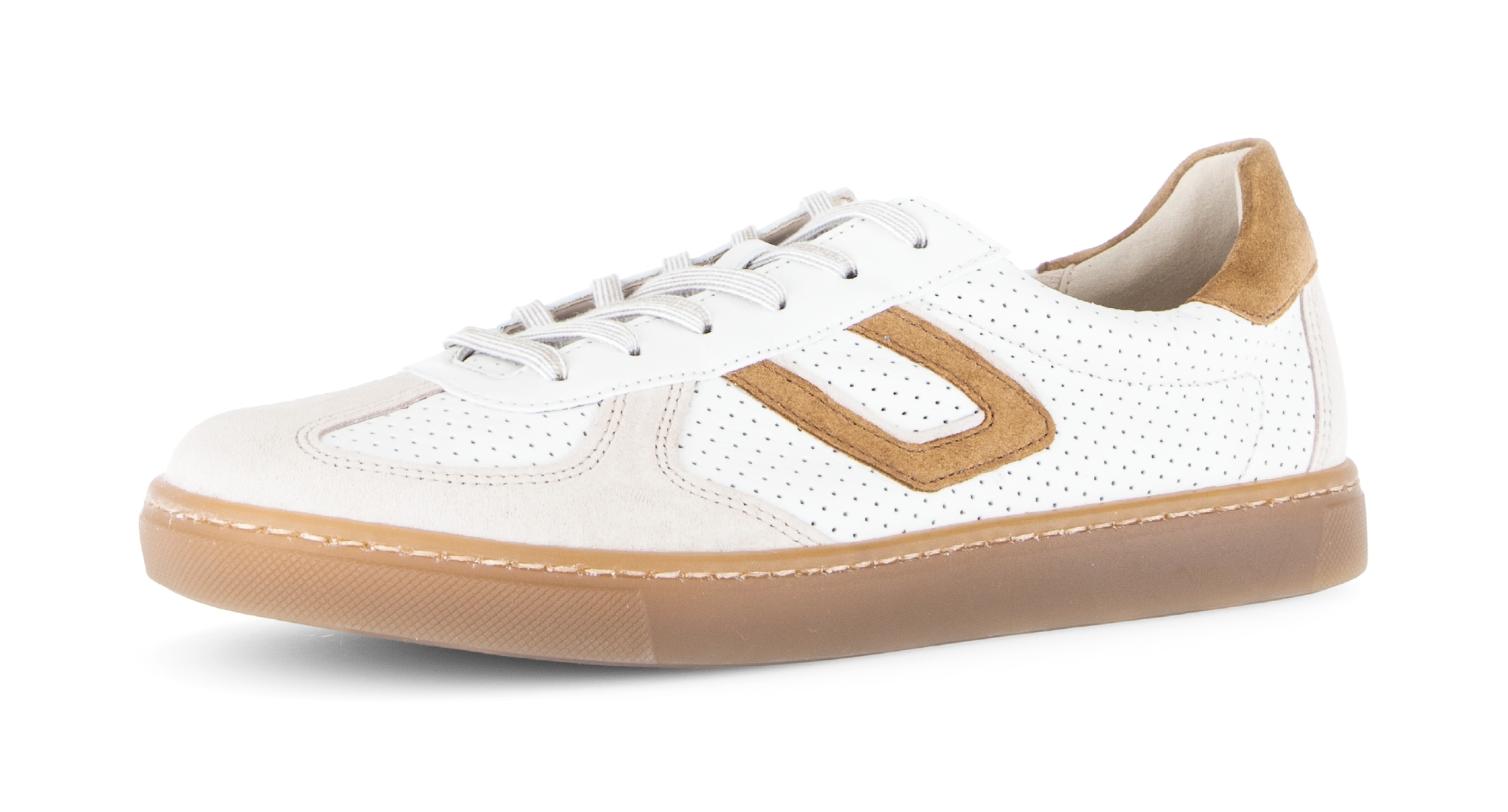 Sneaker GABOR COMFORT "Gabor Comfort Sneaker Glattleder", Damen, Gr. 37, weiß, braun, Glattleder, Schuhe Sneaker 4