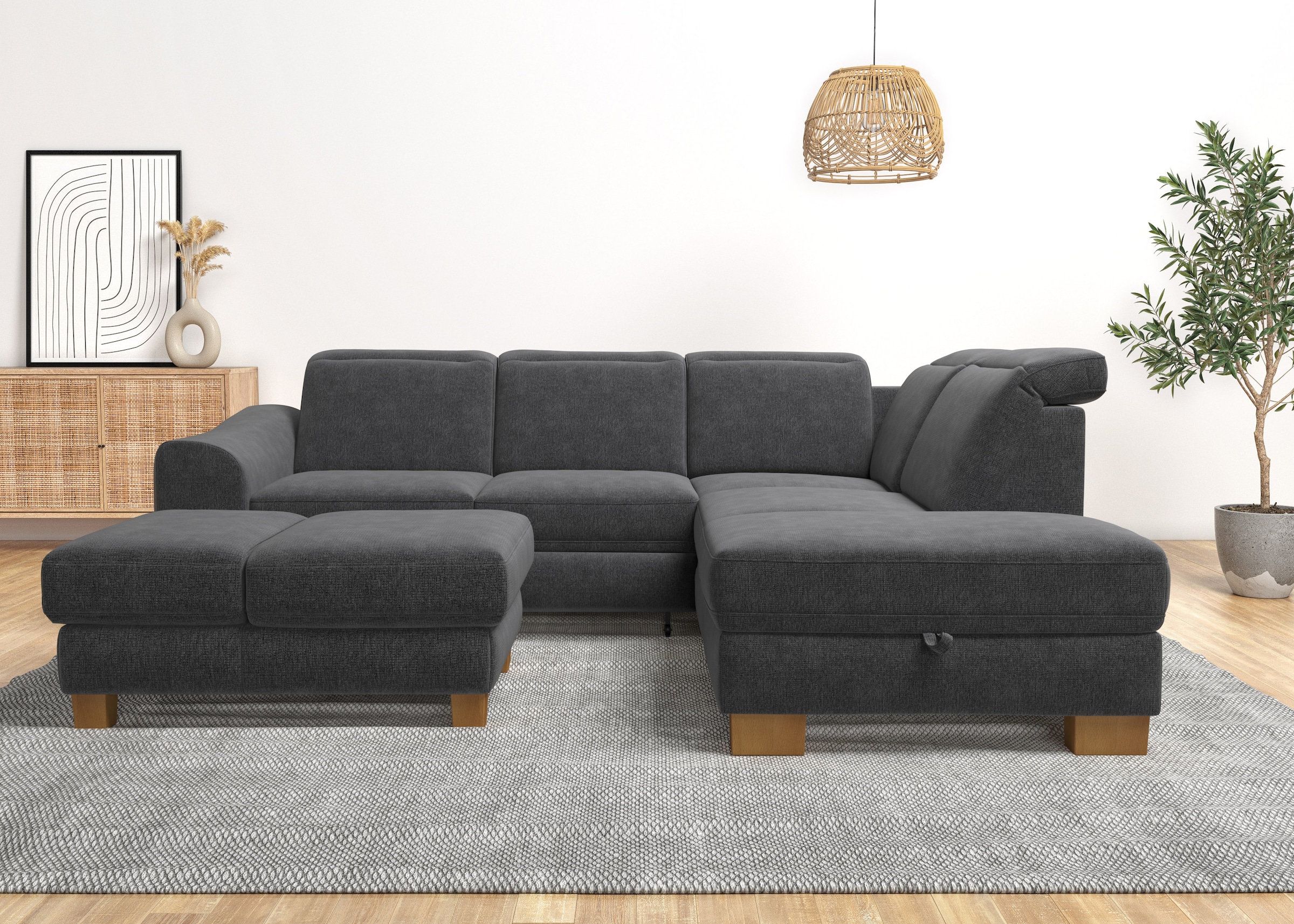 Home affaire Ecksofa "Dundee L-Form" wahlweise mit Kopfteilverstellung und zusätzlich mit Schlaffunktion