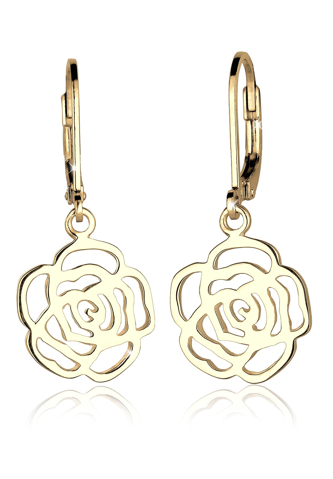 Paar Ohrhänger »Rose Blume Blütenform Romantisch Filigran Silber«