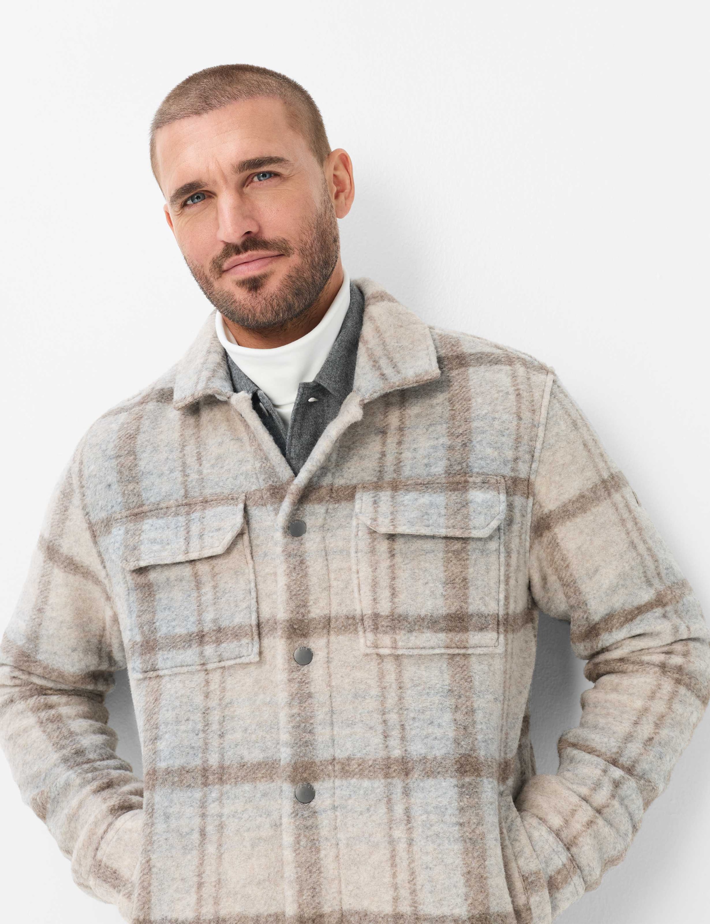 Brax Sweatjacke »Style SANTIAGO« Flanell: Kariertes Overshirt im Wollmix