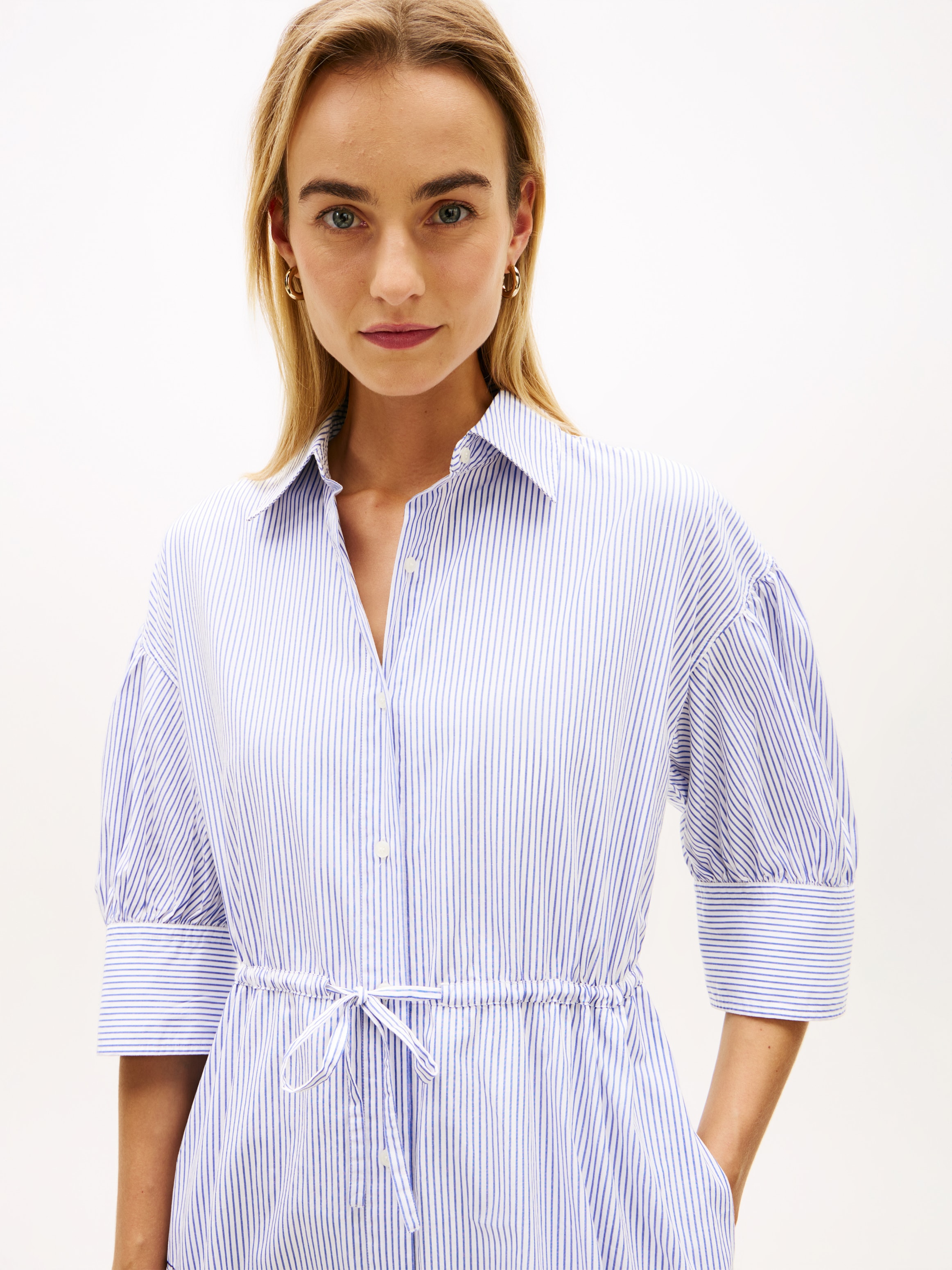 Tommy Hilfiger Hemdblusenkleid »EMBROIDERED POPLIN SHIRT DRESS« mit Spaghetti-Trägern zum Binden