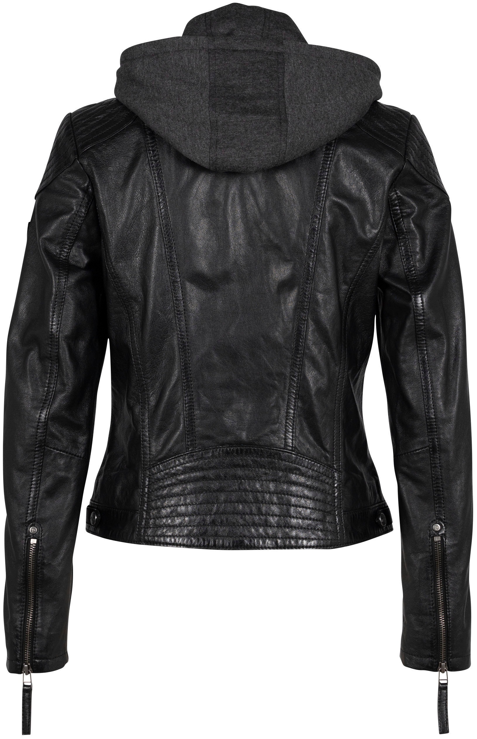 Mauritius Lederjacke "Cacey LEGV" mit Kapuze mti Kapuze, Reißverschluss, Zi günstig online kaufen