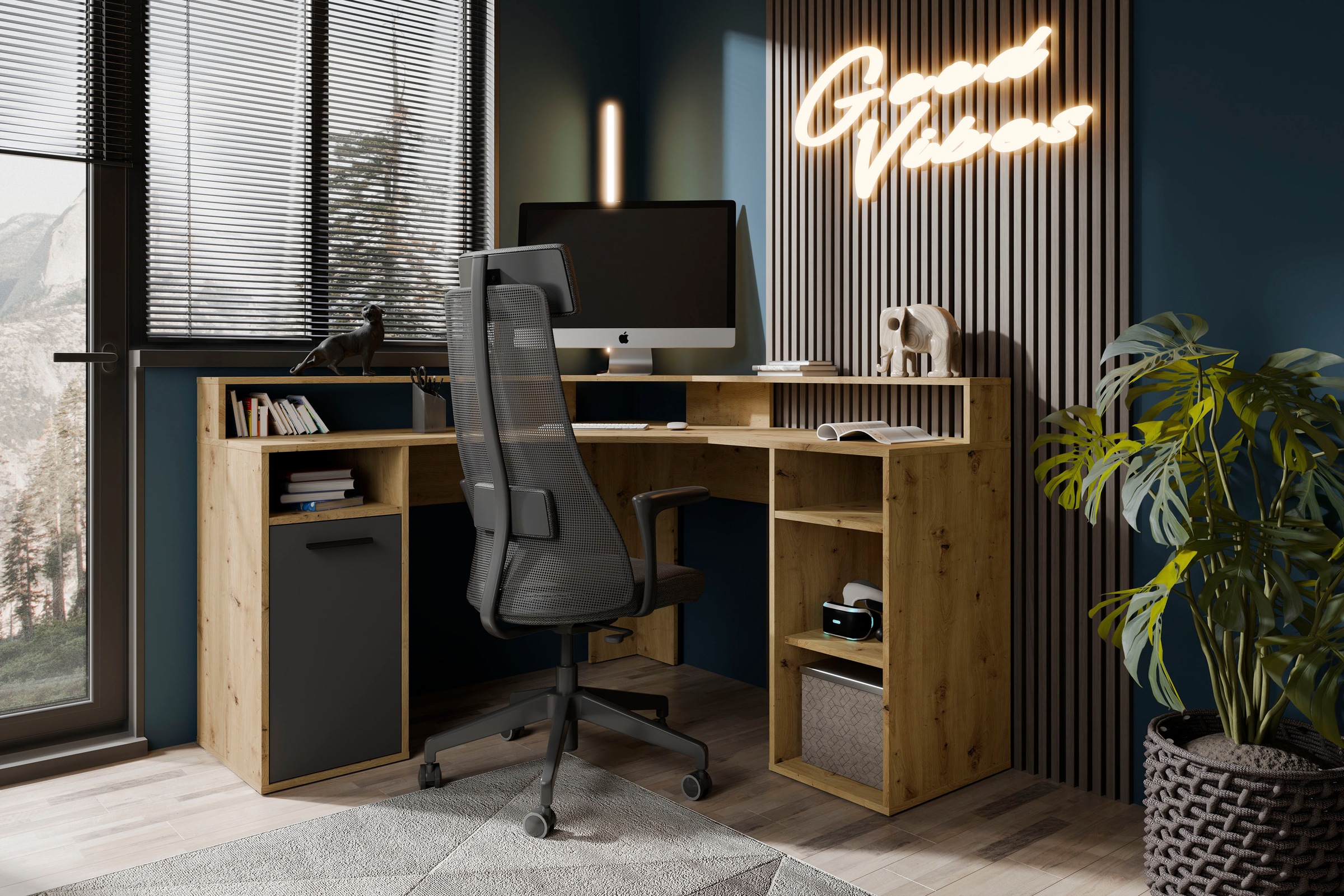 byLIVING Gamingtisch "Fox", Breite 139 cm, moderner Eck-Schreibtisch günstig online kaufen