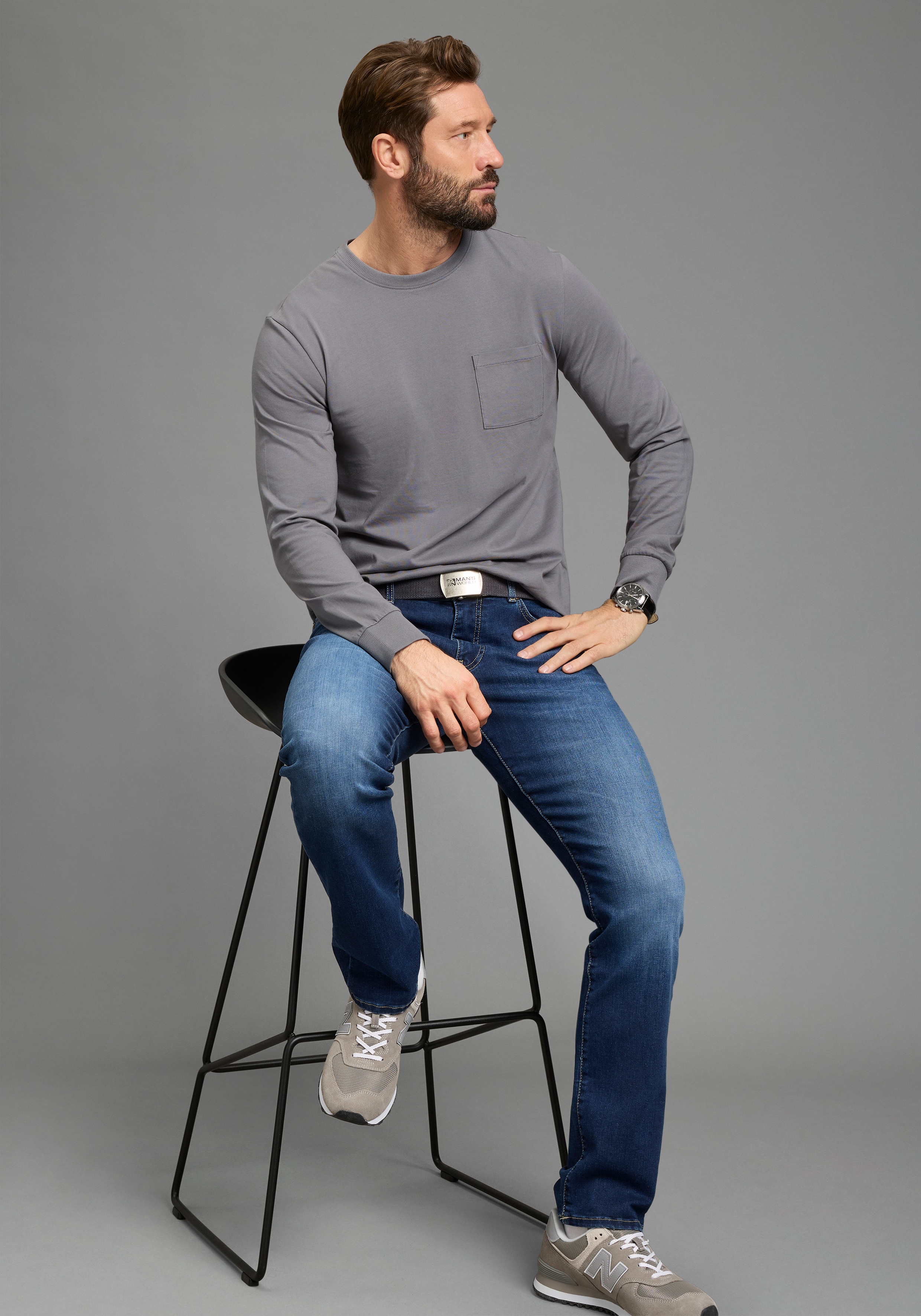 Mans World Langarmshirt "Neue Kollektion" casual Stil, Langarmshirt, schmale Passform, unifarben
