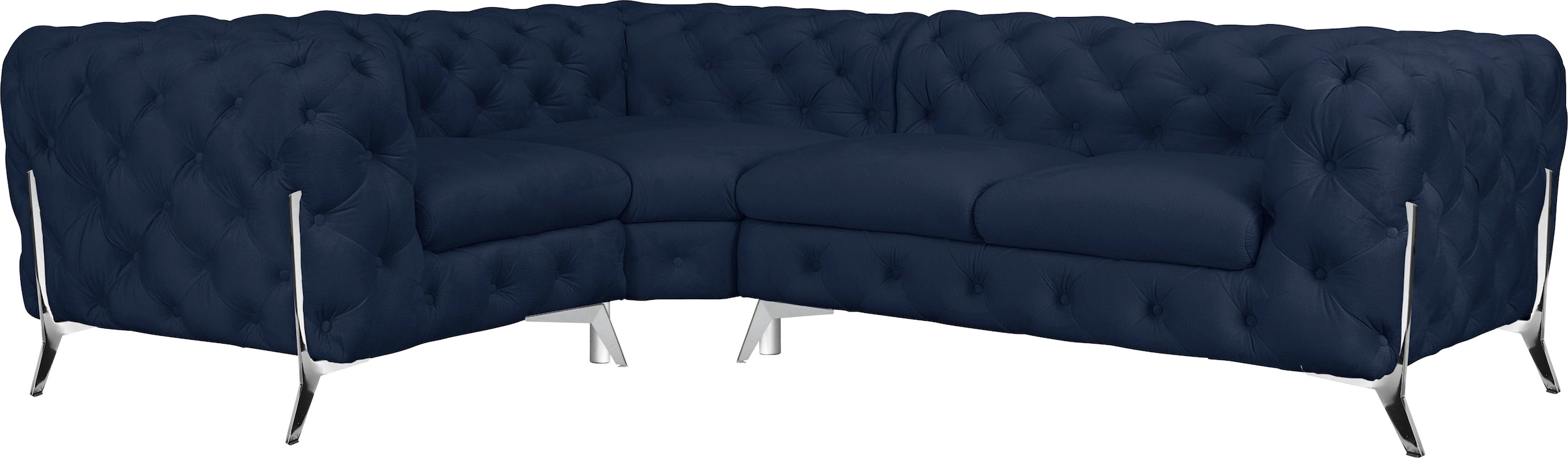 Leonique Chesterfield-Sofa "Amaury L-Form", moderne Chersterfield-Optik, Breite 262 cm, Fußfarbe wählbar