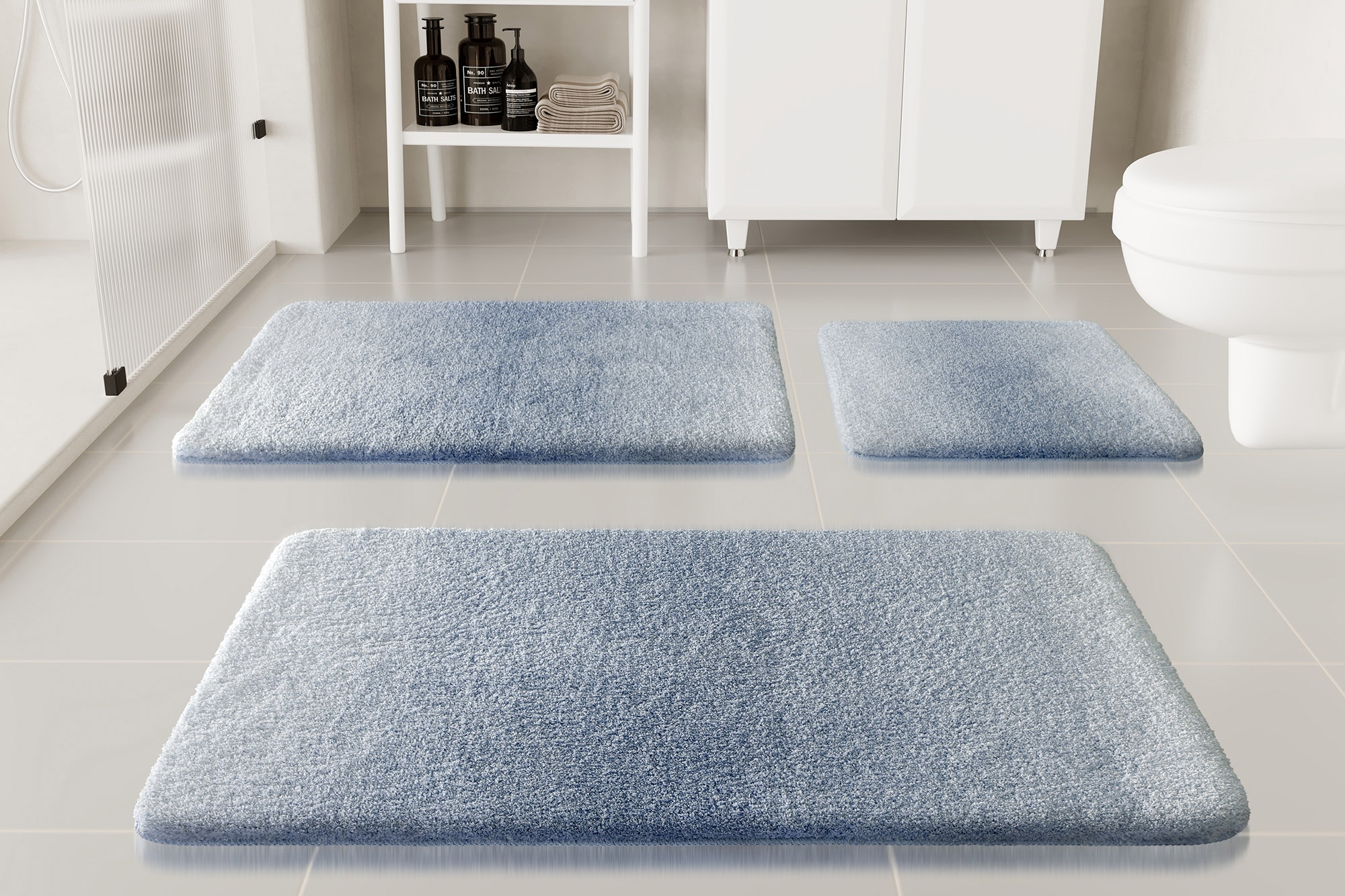 my home Badematte »Utta«, rutschhemmend beschichtet, schnell trocknend, Badteppich, getuftet, mit modernem Farbverlauf, flauschig, hochflor