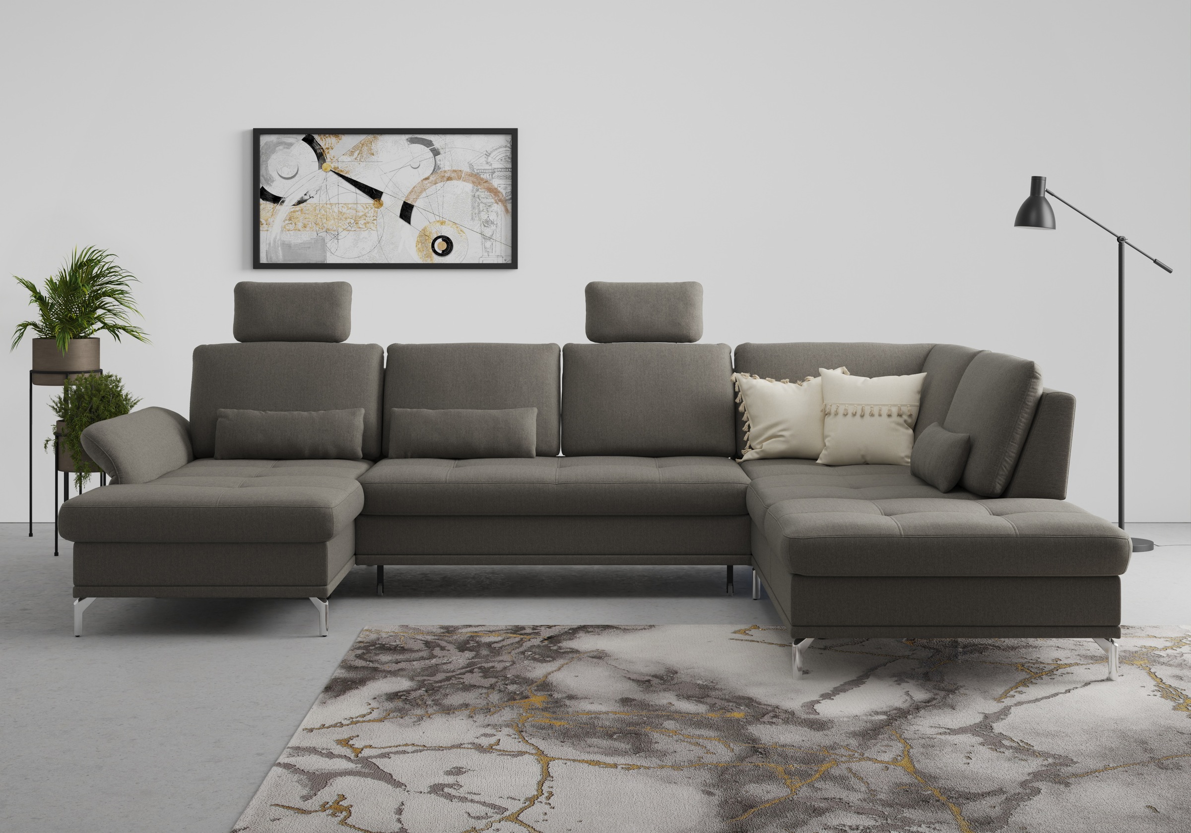 Home affaire Wohnlandschaft "Palm Beach U-Form" Federkern, mit Sitztiefenve günstig online kaufen