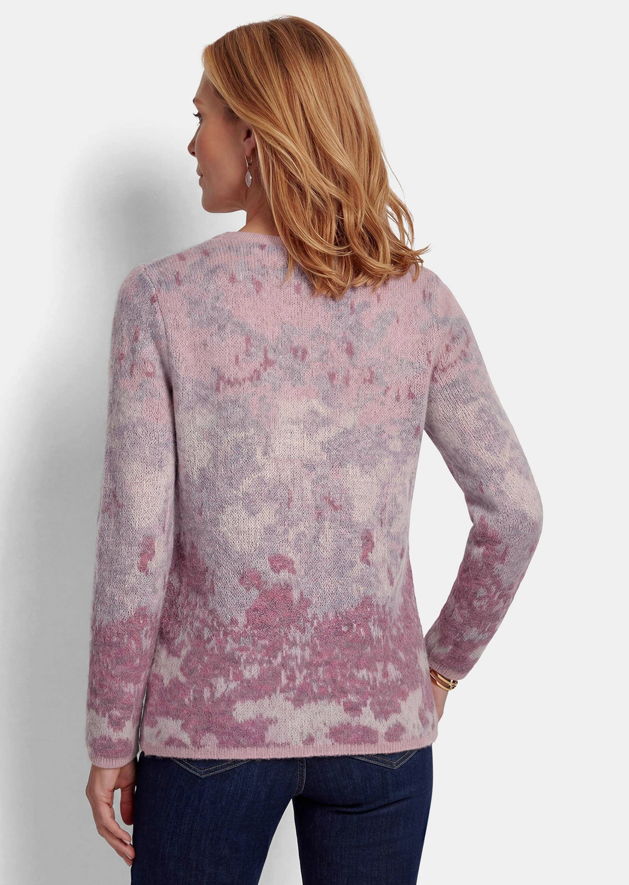GOLDNER Rundhalspullover »Langarm Jacquard-Pullover mit Muster« impressionistisches Jacquardmuster