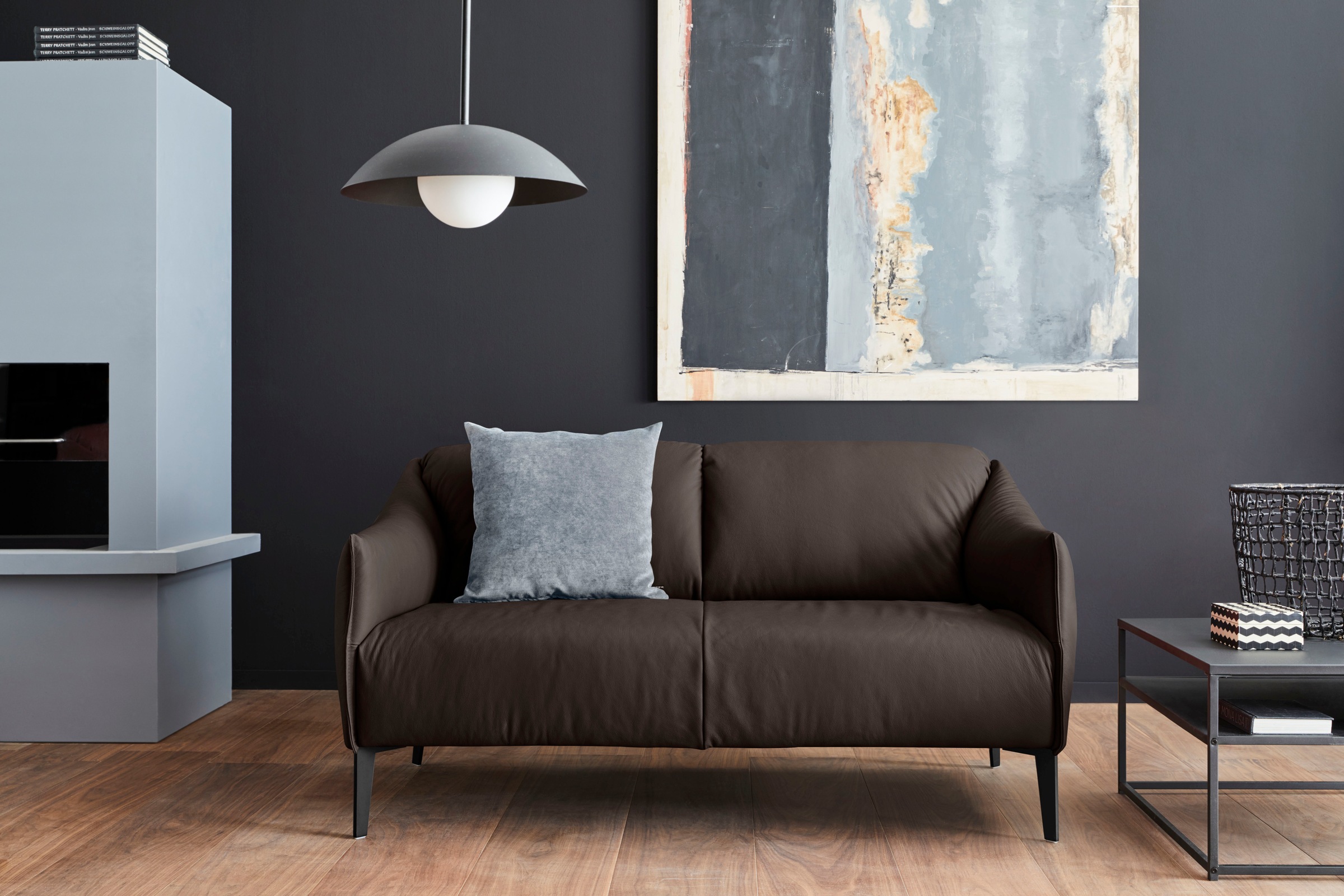 W.SCHILLIG 2-Sitzer "sally Designsofa, Loungesofa, bequem, schmale Armlehnen, Breite 154cm" mit Metall-Winkelfüßen in Schwarz pulverbeschichtet, Breite 154 cm