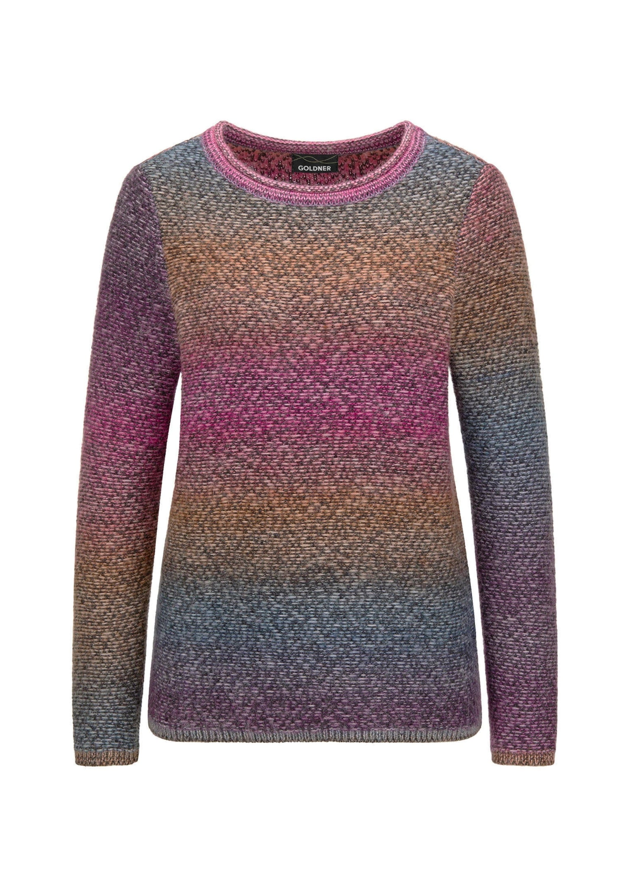 GOLDNER Rundhalspullover "Langarm Pullover mit U-Boot-Ausschnitt" Multicolor-Optik