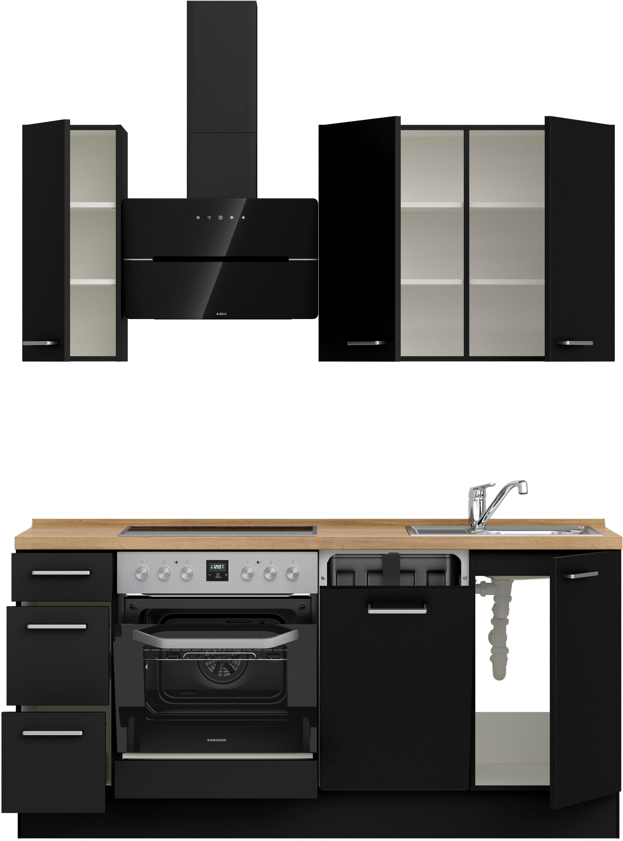 nobilia® Küchenzeile »"Touch II"«, vormontiert, Ausrichtung wählbar, Breite 180 cm, wahlw. mit E-Geräten