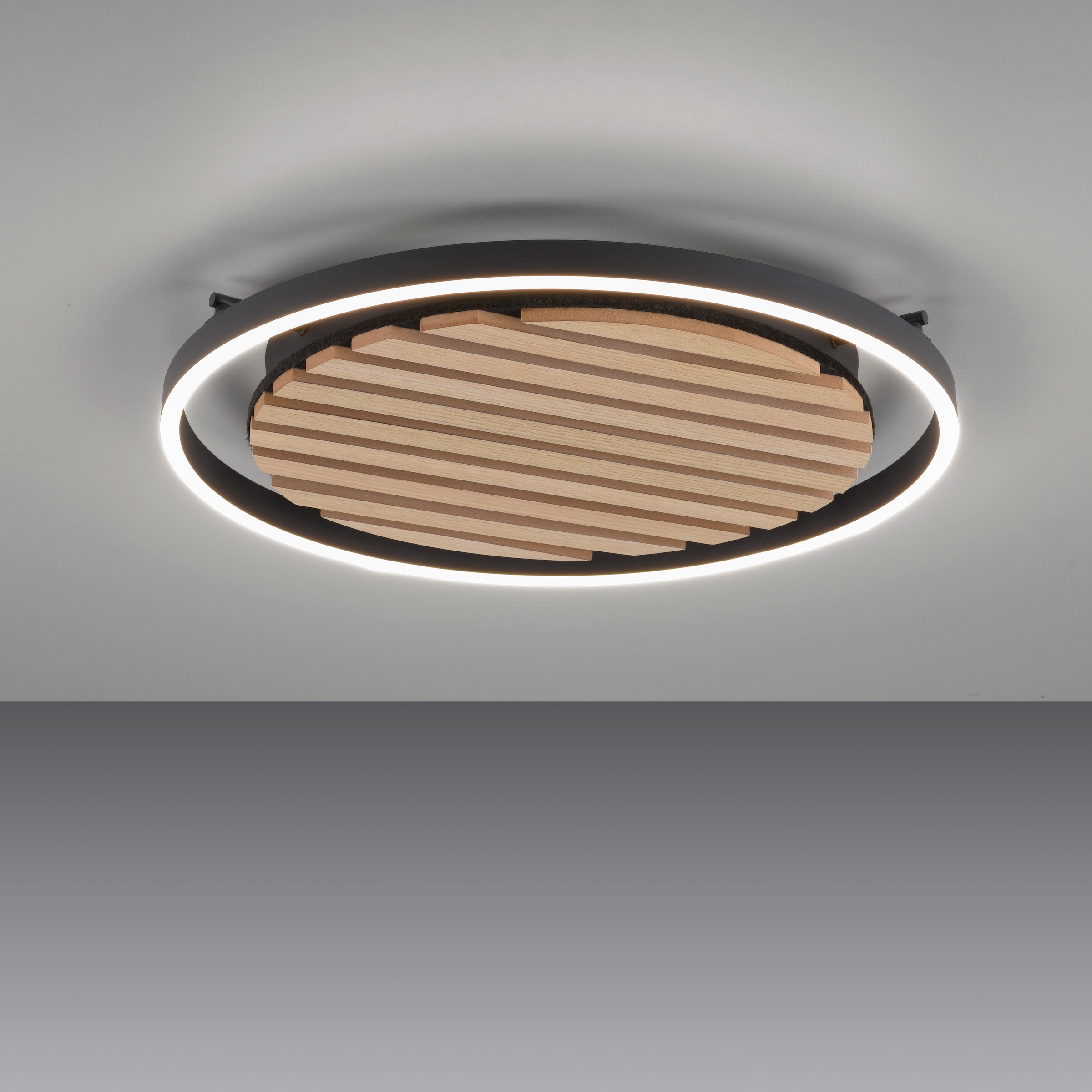 Leonique Deckenleuchte »Brialeen - Akustikpaneele«, 1 flammig, Leuchtmittel LED-Board | LED fest integriert, Akustikpaneel, CCT, Deckenlampe, Akustik, Holz, Paneele, Fernbedienung
