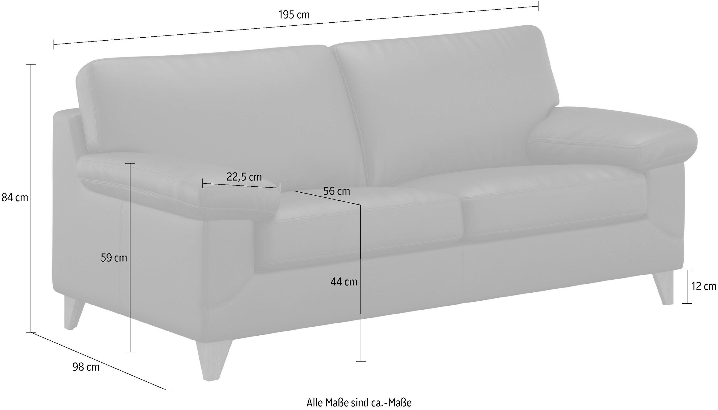 machalke® 2,5-Sitzer »diego«, mit weichen Armlehnen, Füße wengefarben, Breite 195 cm