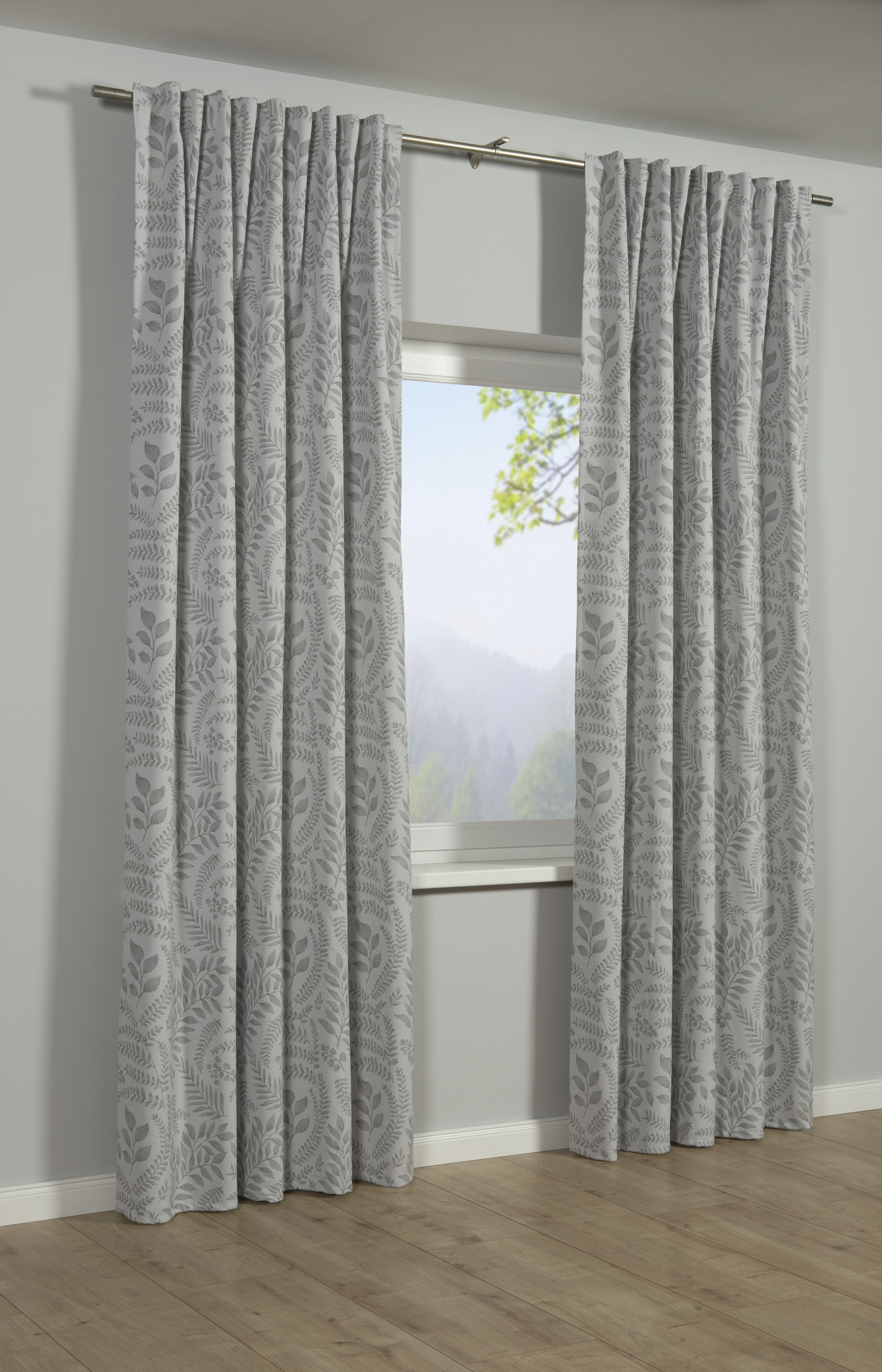 Sehlbach Gardine "Schal Rankenblätter" Schlaufen 1 Stk. tlg. mit Gardinenband und verdeckten Schlaufen