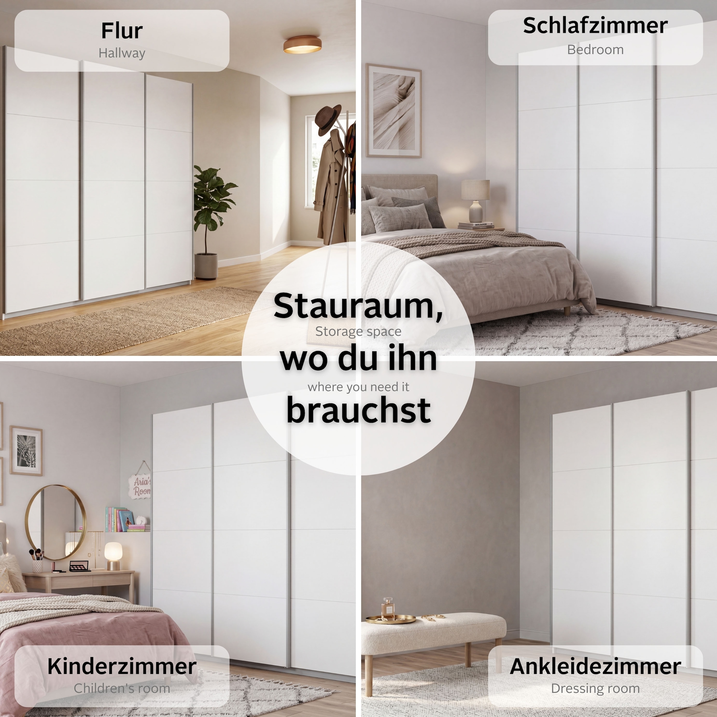rauch Schwebetürenschrank »Kleiderschrank Schrank Garderobe KOLUNA mit Spiegel« 3 Ausstattungen BASIC/CLASSIC/PREMIUM (inkl. SOFT-CLOSE-FUNKTION),  Breiten 203/271/315/360 cm Höhen 210/229 cm MADE IN GERMANY