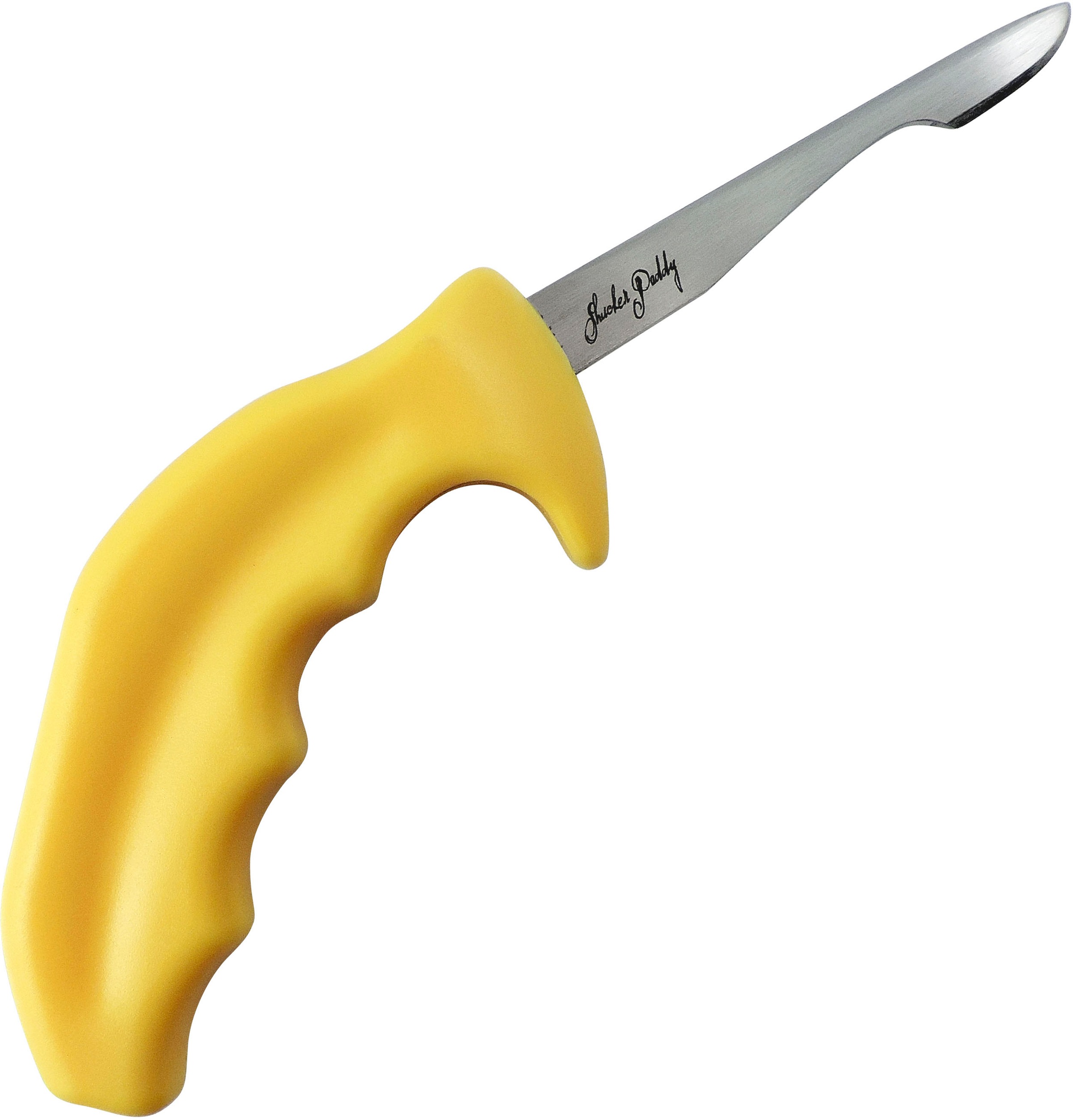 Austernmesser SWISSMAR "Shucker Paddy", gelb (gelb, silberfarben), Edelstahl, Kochmesser, Edelstahl/rutschfester PP-Griff, für Rechts- u. Linkshänder