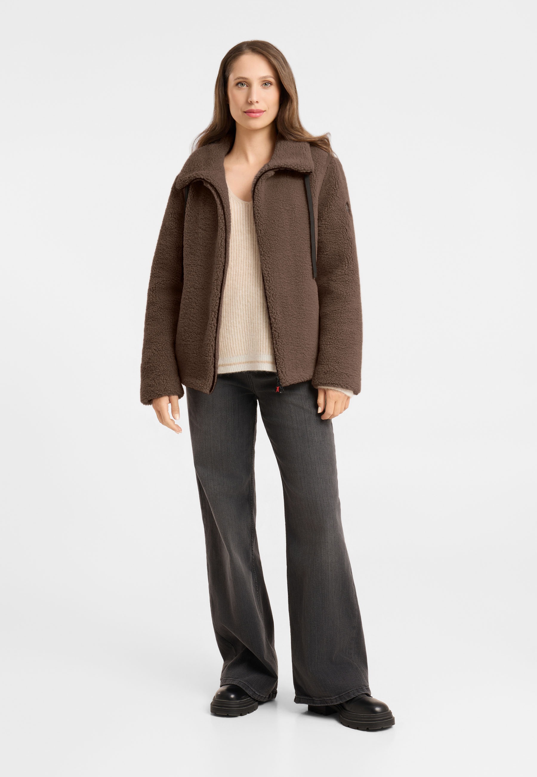 Frieda & Freddies Winterjacke »Frieda & Freddies Teddyjacke mit Nylon-Details«