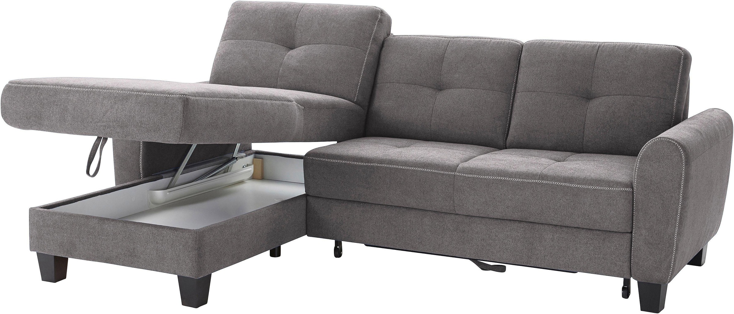 sit&more Ecksofa »Varese L-Form«, mit Federkern, wahlweise mit Bettfunktion und Stauraum