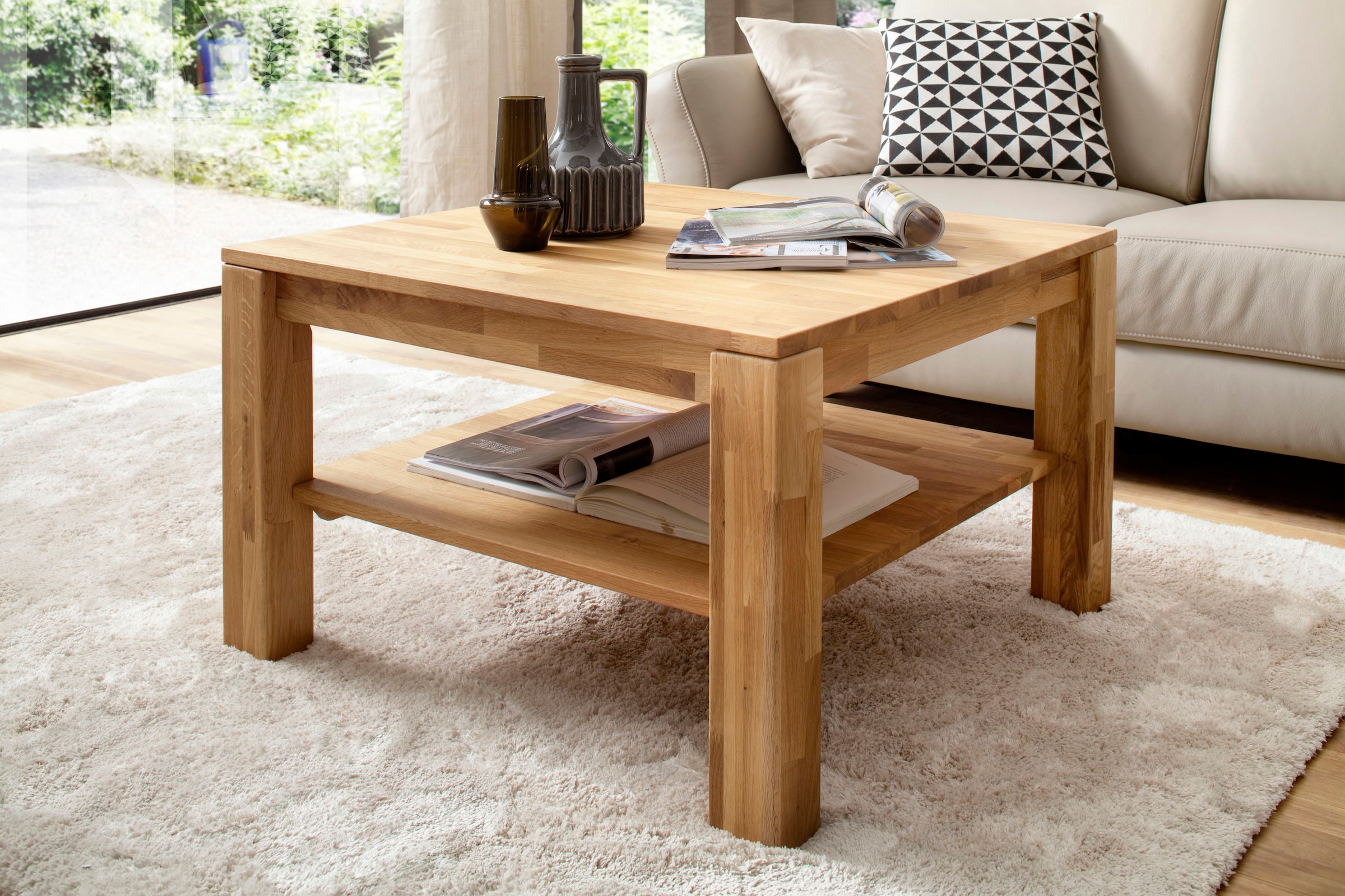 MCA furniture Couchtisch, Couchtisch Massivholztisch mit Ablage | BAUR