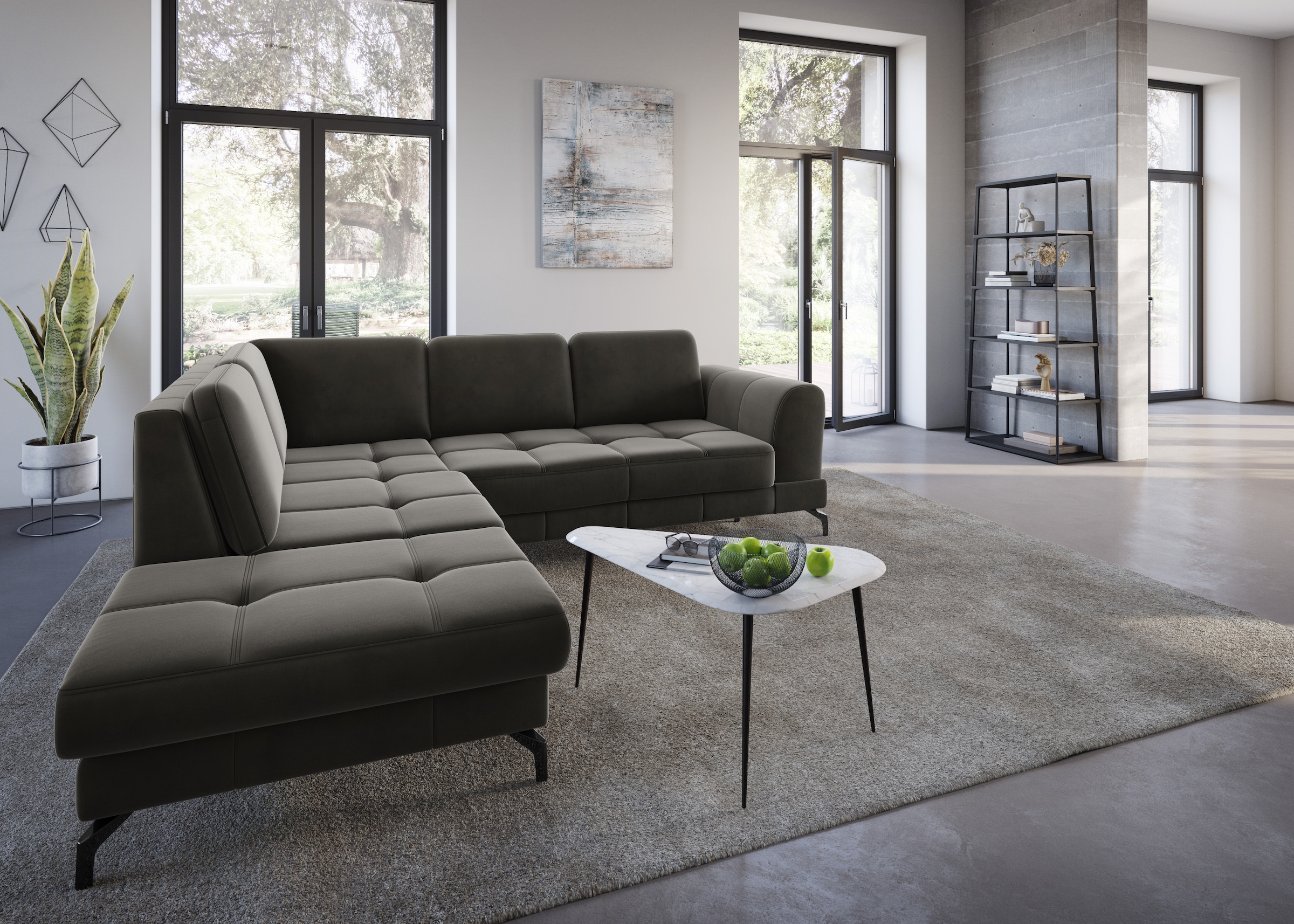 sit&more Ecksofa »Bendigo L-Form«, inklusive Sitztiefenverstellung, Bodenfreiheit 12 cm, in 2 Fußfarben