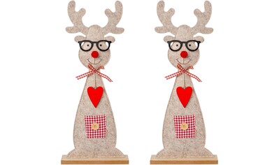 Weihnachtsfigur »Weihnachtsdeko«, Hirsch aus Filz mit niedlicher Brille