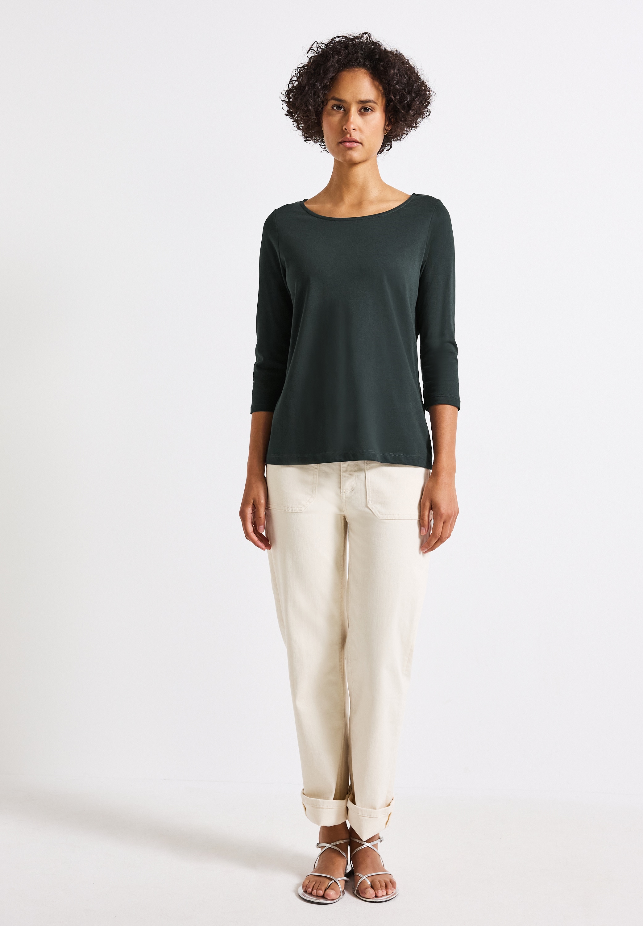 STREET ONE Langarmshirt, aus Baumwolle mit Stretchante