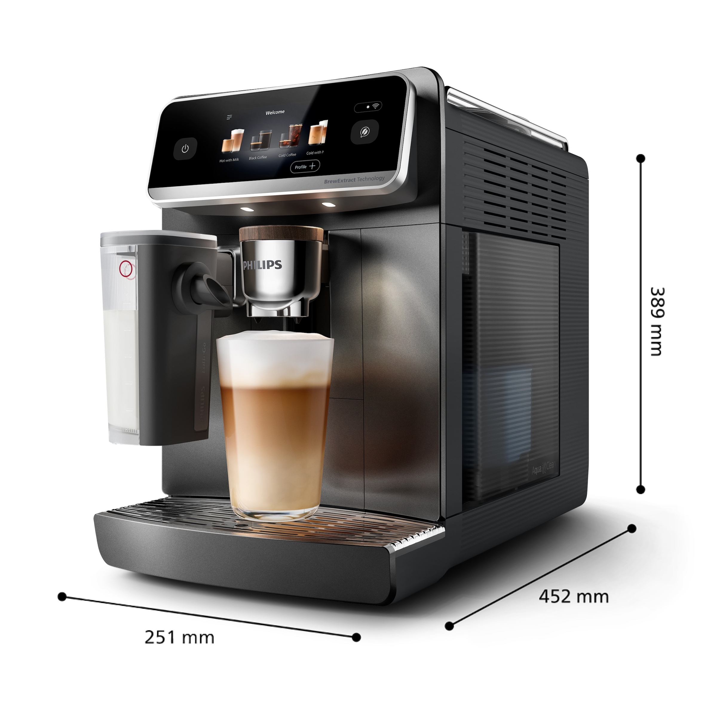Philips Kaffeevollautomat »EP8757/12 8000 Series Café Aromis, 50 Getränke (heiß oder eisgekühlt)« LatteGo Pro-Milchsystem, BrewExtract Technologie, appfähig, Schwarz