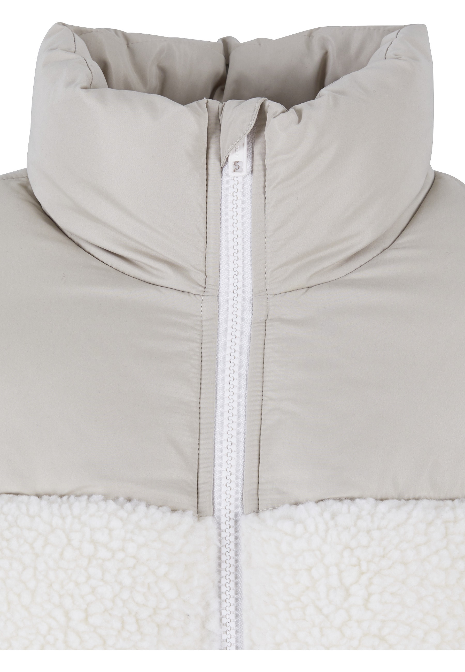 URBAN CLASSICS Winterjacke »Urban Classics Damen Ladies Short Sherpa Mix Puffer Jacket« 1 Stk. tlg. ohne Kapuze