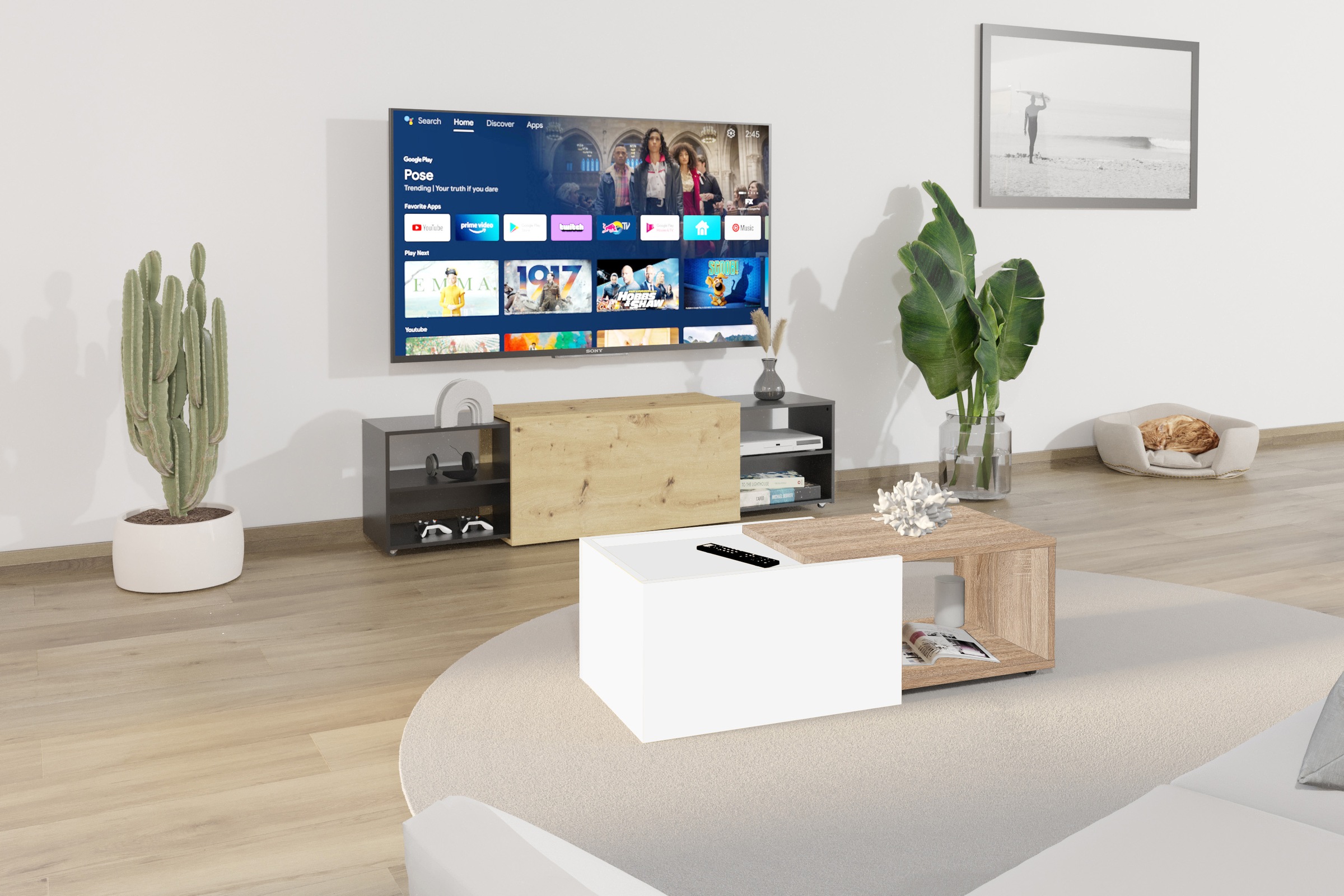 FMD Couchtisch "Slide" flexibel ausziehbar, mit Rollen, Breite: 70 bis 125 günstig online kaufen