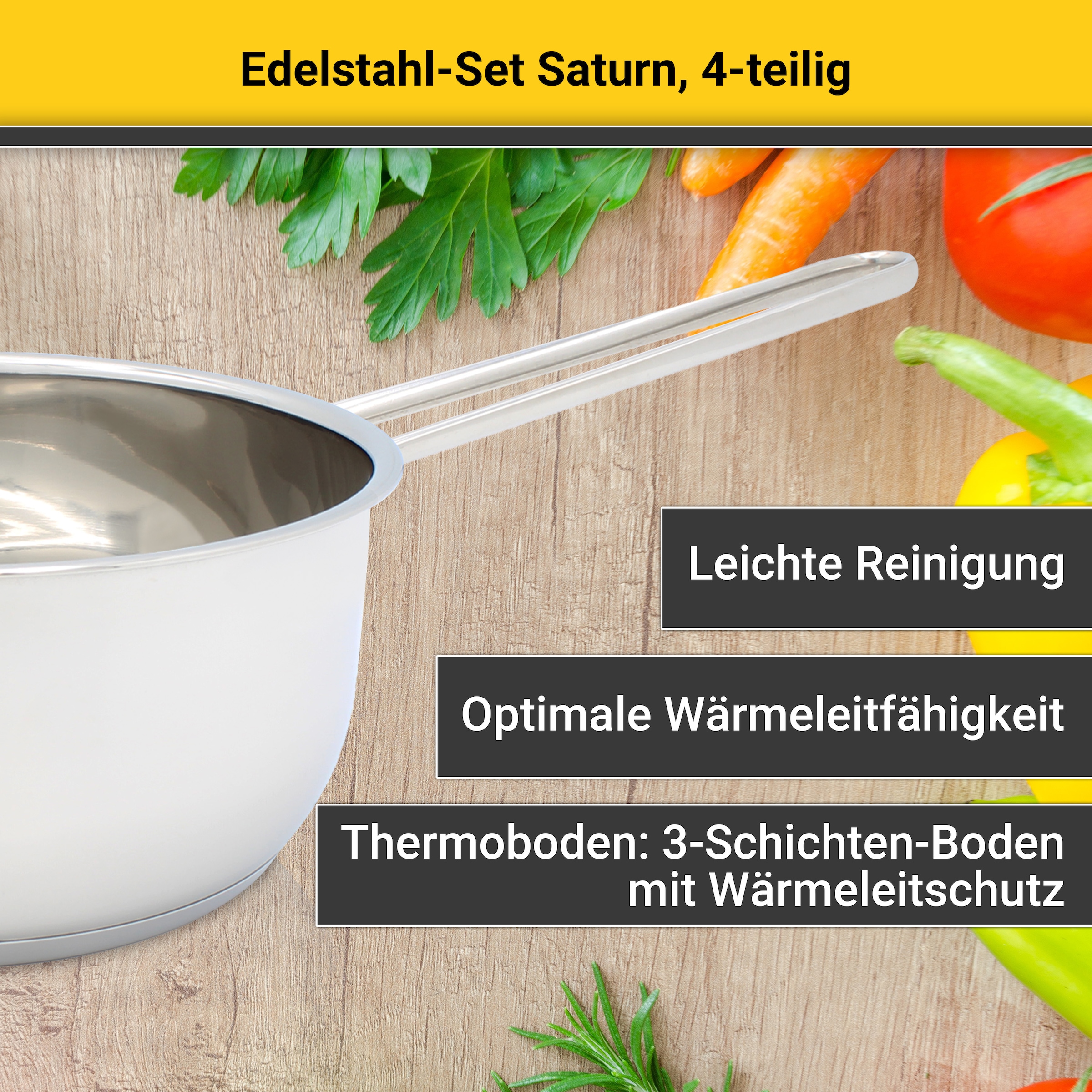 Krüger Topf-Set »Saturn«, Edelstahl, (Set, 7 tlg.), für Induktions-Kochfelder geeignet