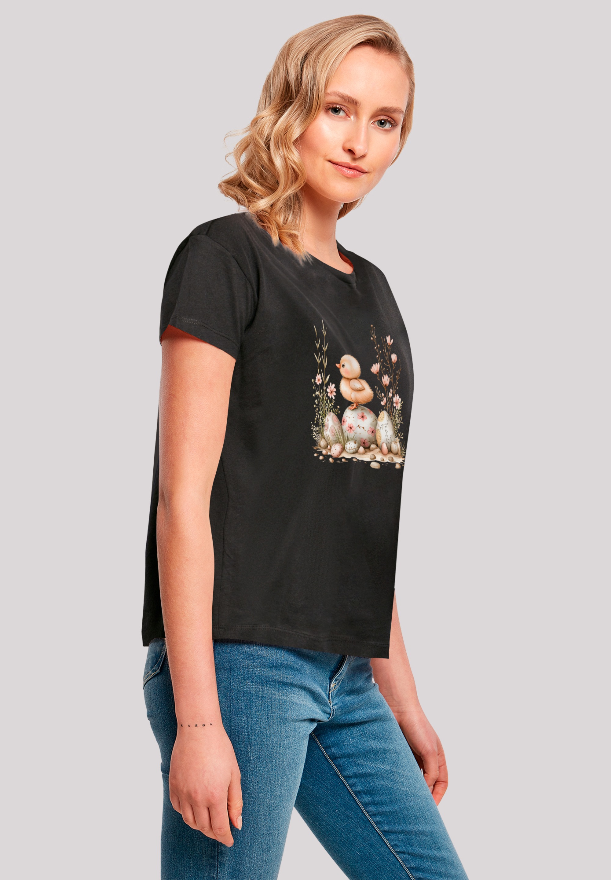 F4NT4STIC T-Shirt »Ostern Küken Ei Blumen«, Premium Qualität