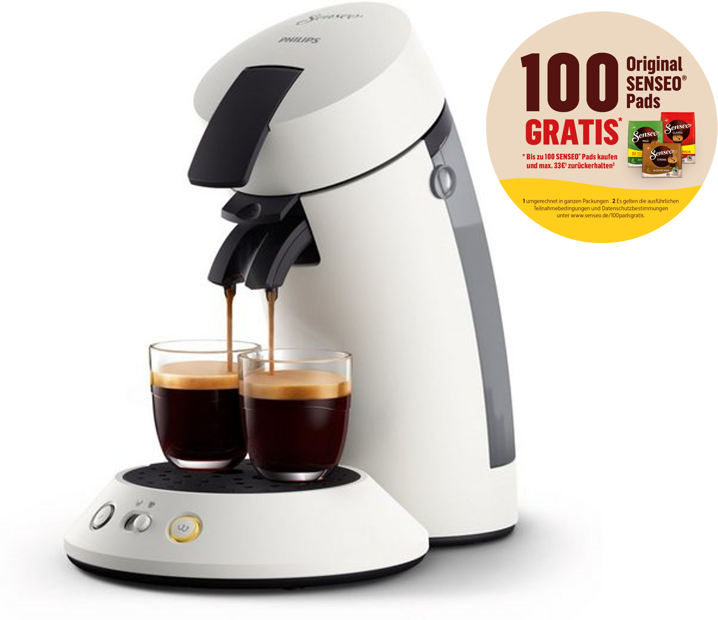 Philips Senseo Kaffeepadmaschine "Original Plus CSA210/10, aus 80% recyceltem Plastik", +3 Kaffeespezialitäten, Memo-Fun