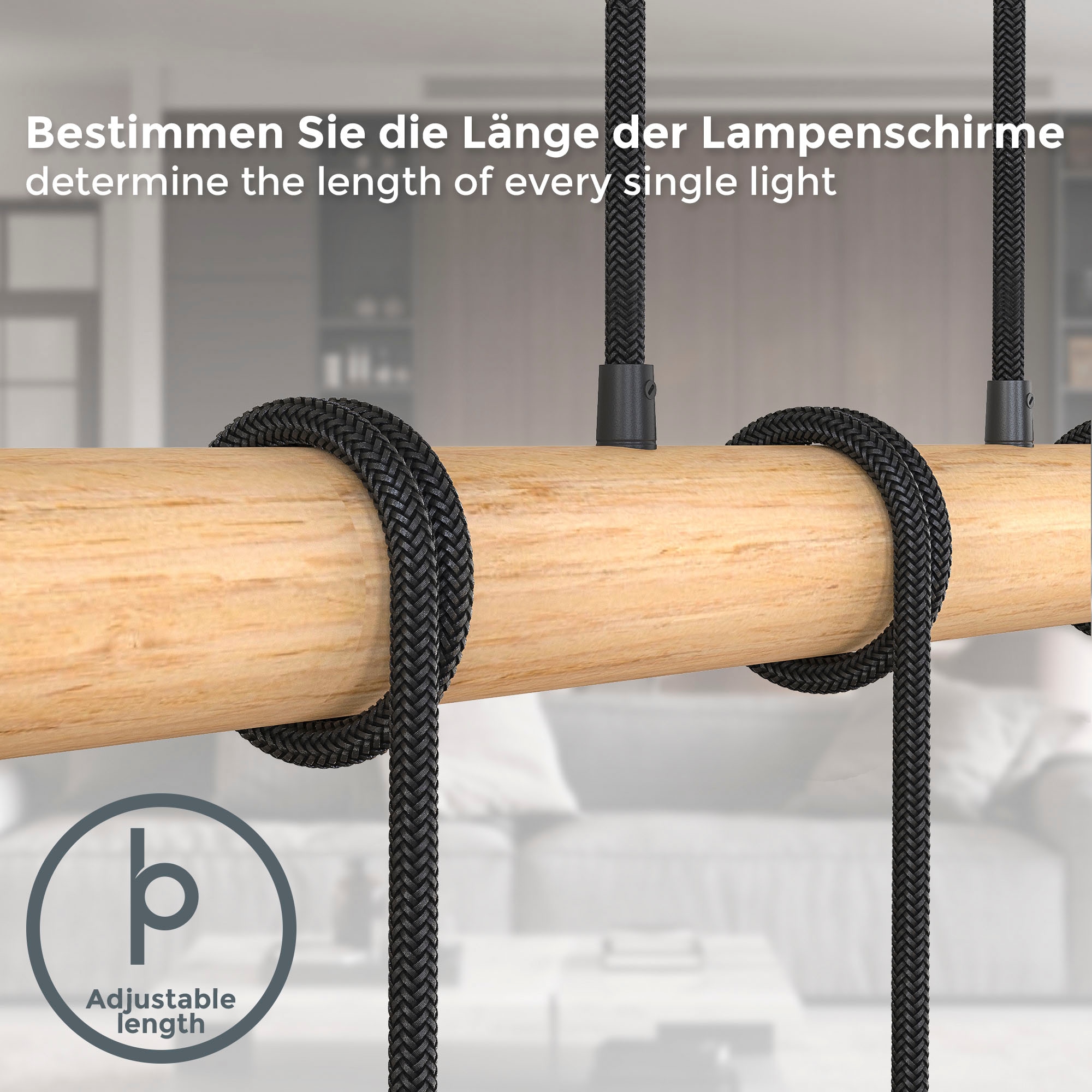 B.K.Licht Pendelleuchte »BK_PL1339 Holz-Pendellampe, Schwarz matt, Hängelampe Esstisch«, 5 flammig, Leuchtmittel E27 | ohne Leuchtmittel, 5-flammig, E27-Fassung, ohne Leuchtmittel (max. 60W), L: 90cm