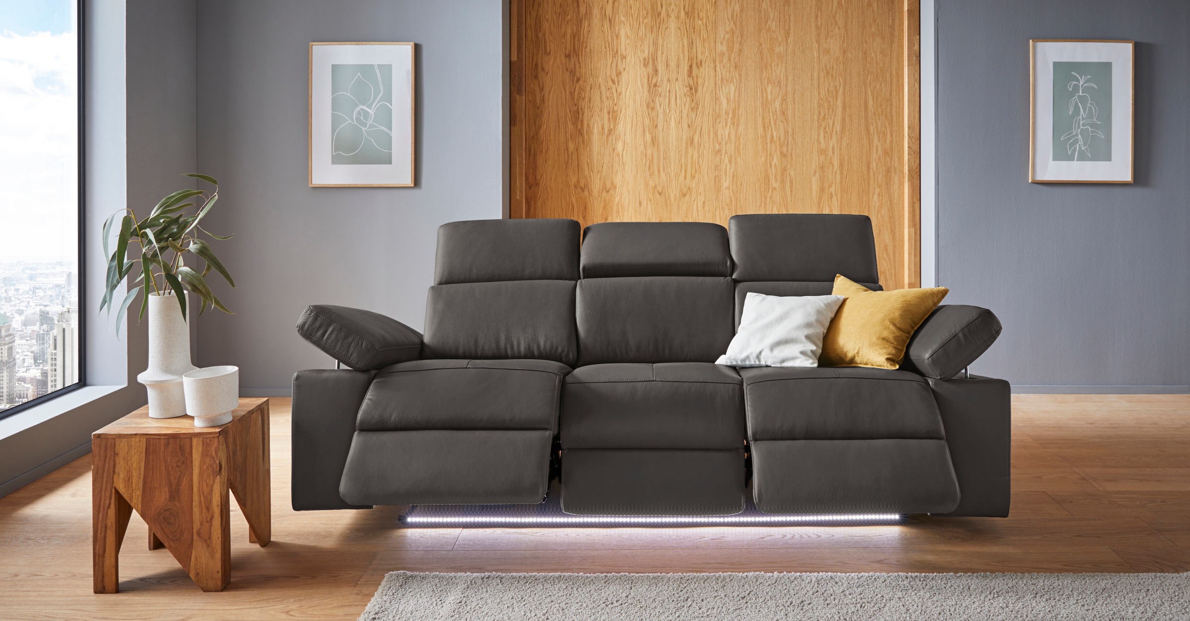 Home affaire 3-Sitzer "Kilado" mit 2x Relaxfunktion, verstellbarer Armlehne günstig online kaufen