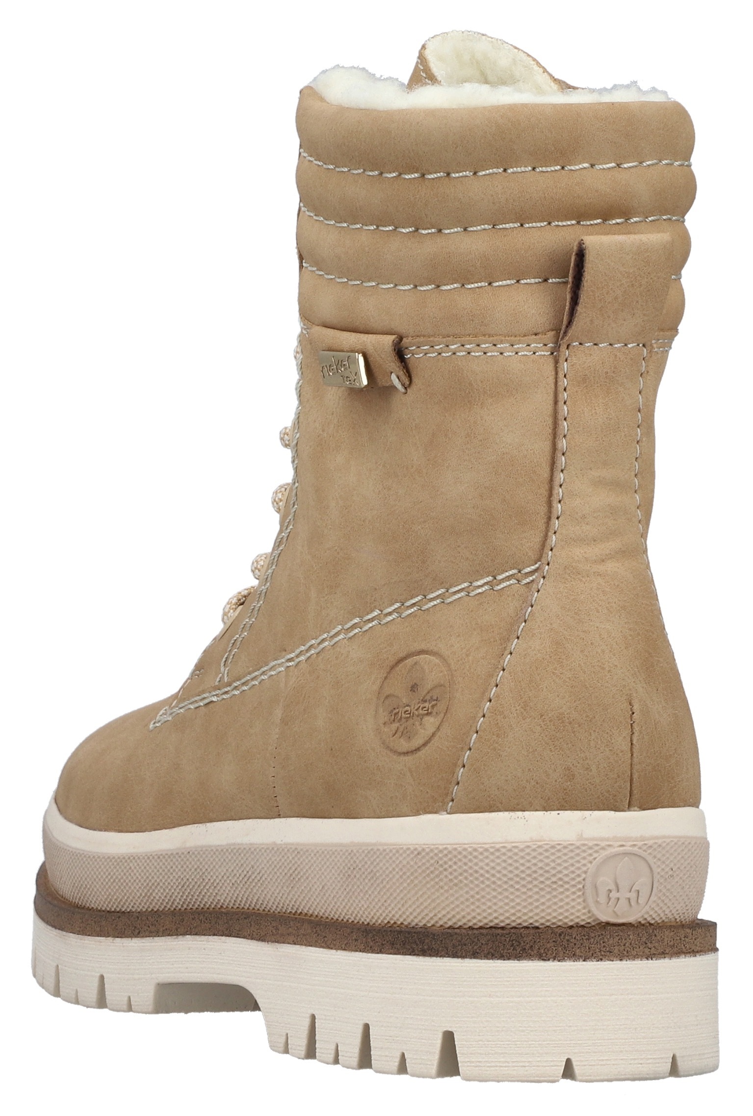 Winterstiefelette RIEKER, Damen, Gr. 41, beige, Nubuklederimitat, unifarben, Schuhe Winterstiefelette, Plateauboots, Winterboots, Stiefelette mit riekerTEX-Membran 3