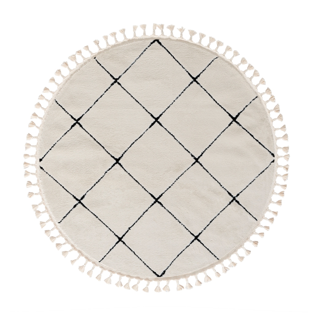Myflair Möbel & Accessoires Hochflor-Teppich »Moroccan Square«, rund, modern, marokkanisches Design, Rauten Muster, weich durch Hochflor