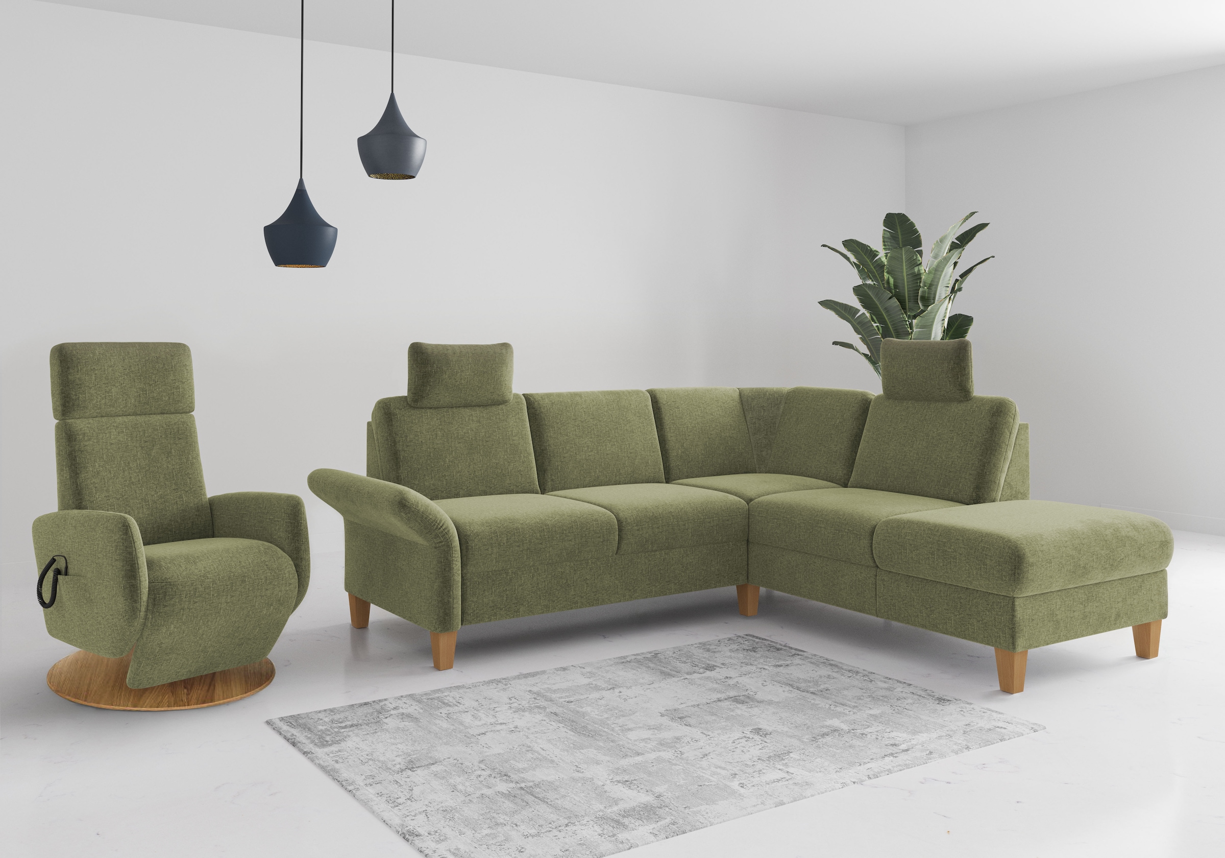 Home affaire Ecksofa »Rochelle«, wahlweise mit Armlverstellung, Klappbett mit Rollen & Bettkasten