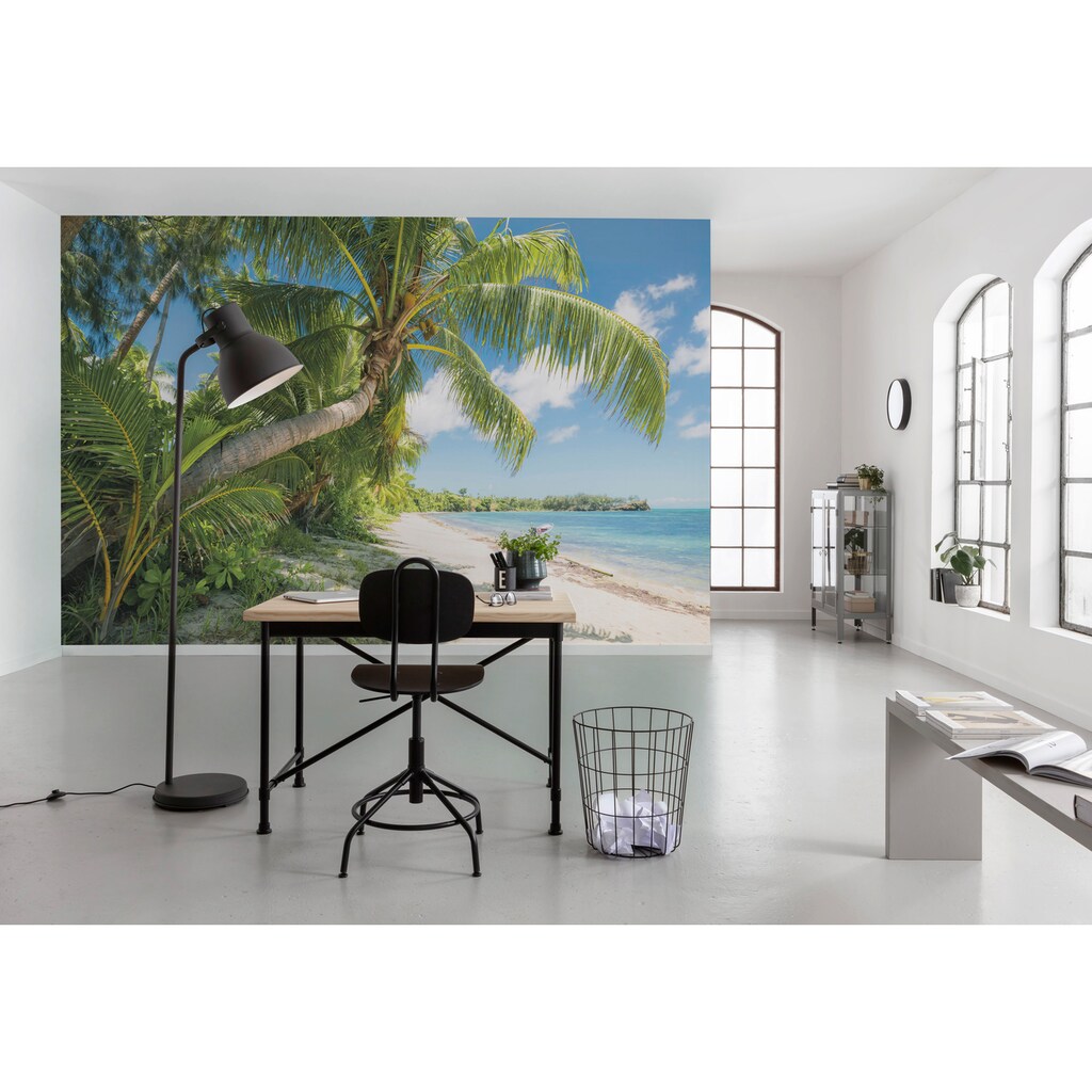 Komar Vliestapete »Fiji Dreams Boat«, 450x280 cm (Breite x Höhe), Wohnzimmer, Schlafzimmer