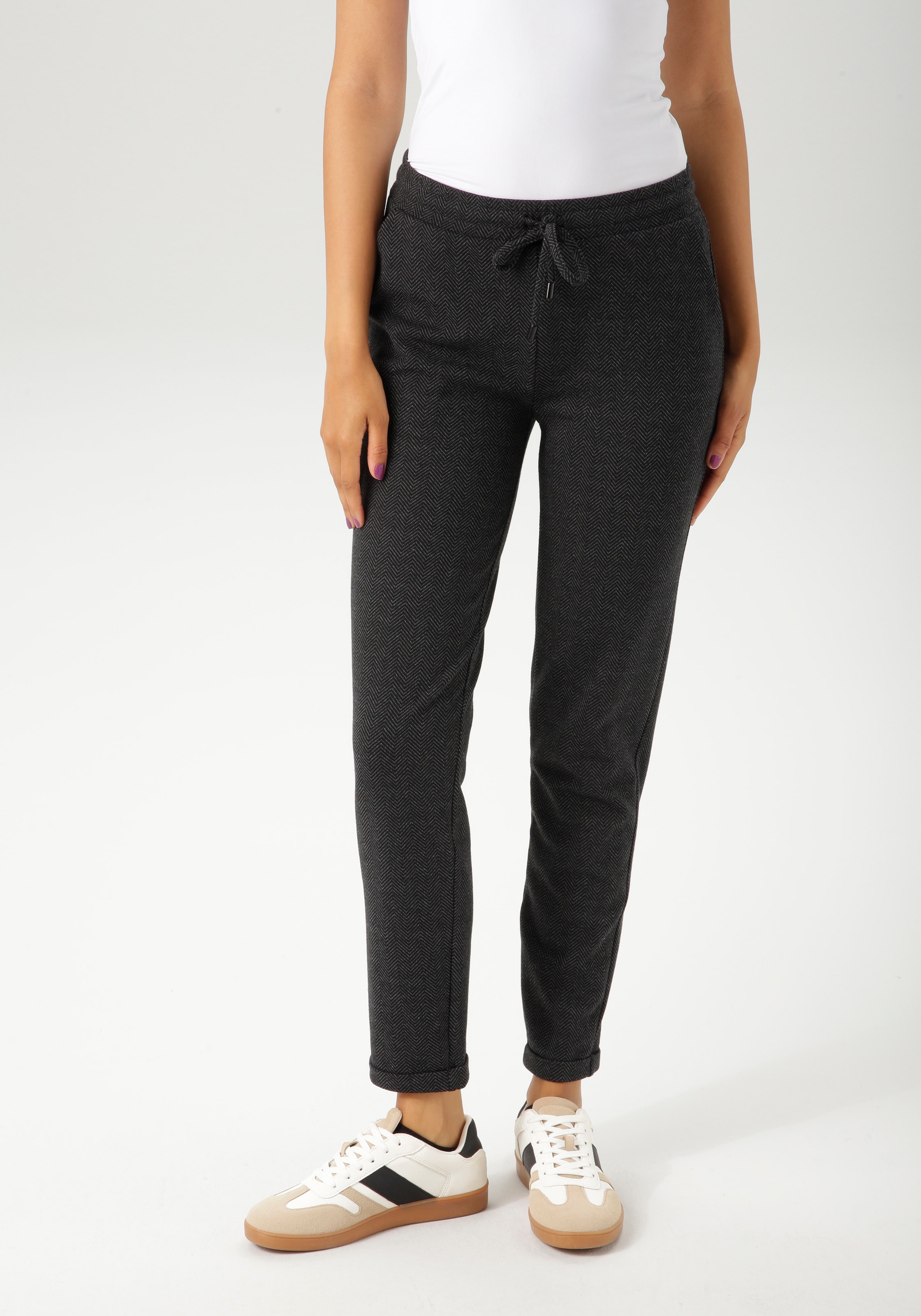 Aniston CASUAL Schlupfhose, mit trendigem Fischgrat-Muster - NEUE KOLLEKTIO günstig online kaufen