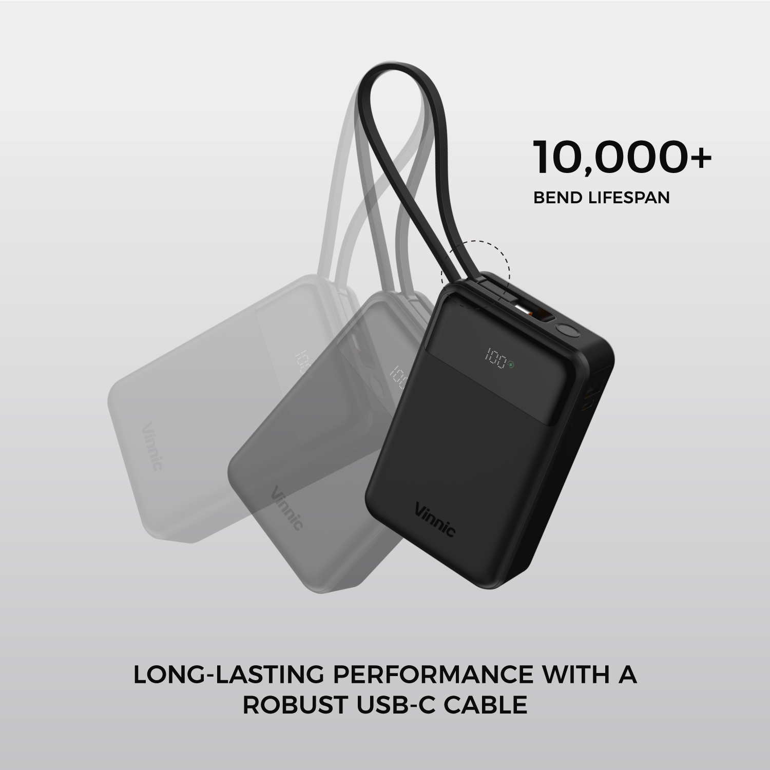 Vinnic Powerbank »DAMAVAND 2 20.000 mAh 65W«, Vinnic DAMAVAND 2 65W 20.000mAh Powerbank USB-C, Black, 20000 mAh