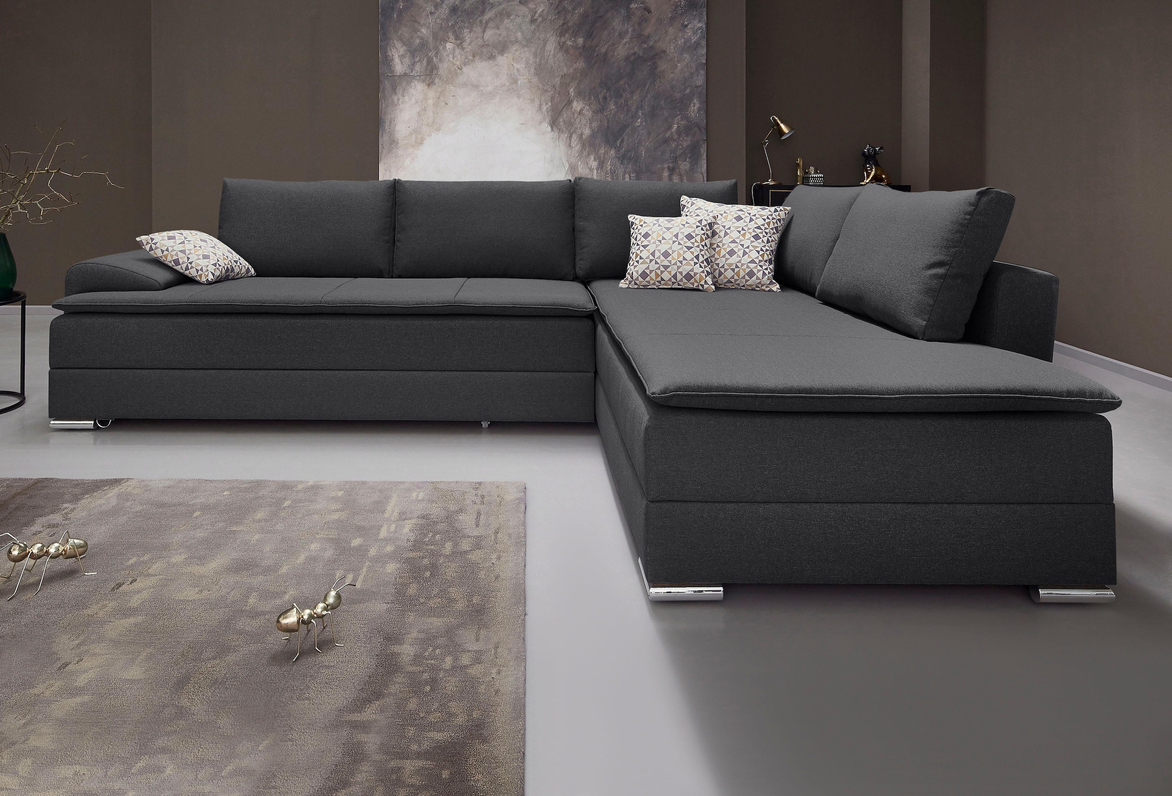 Home affaire Ecksofa "Night & Day L-Form, B: 324 cm, Dauer-Schlaffunktion und Armlehne" Schlaffunktion & Bettkasten, Boxspringbett 180x200 cm