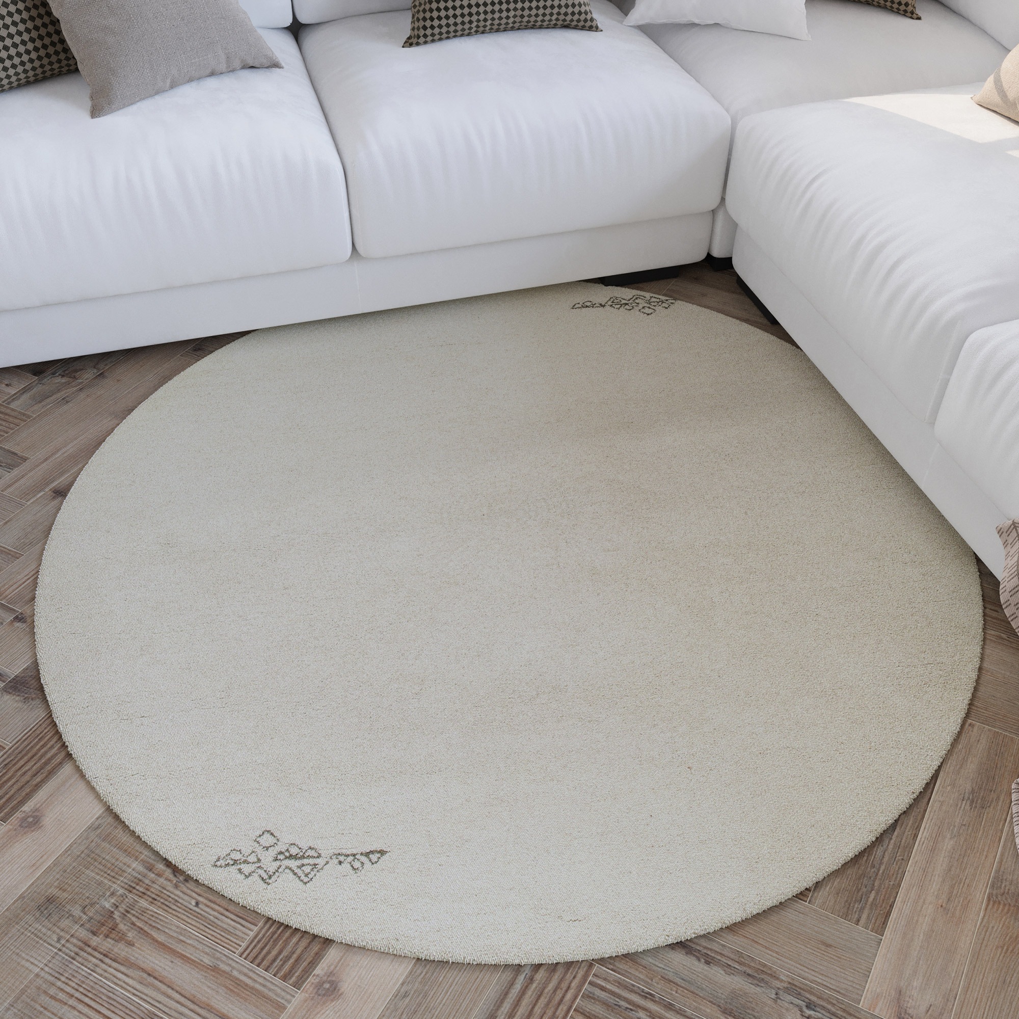 Wecon home Wollteppich "Hamptons FORTYFOUR" rund 20 mm Höhe Schurwolle, Kurzflor, Wohnzimmer, Schlafzimmer, elegant, Ornamente