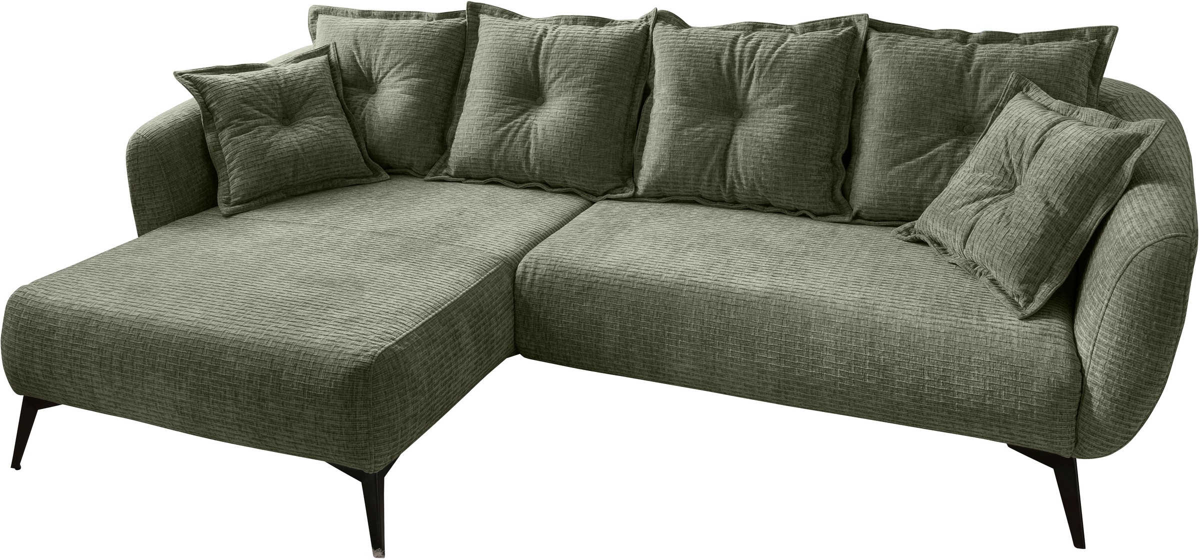 Thumbnail - Home affaire Ecksofa "Baggio Stellmaße 277/162 cm, modern & elegant, hoher Fuß" L-Form, schwarze Metallfüße